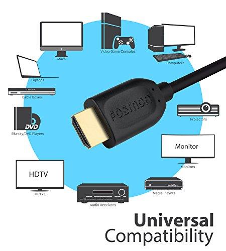 Fosmon Fosmon 4K HDMI Cable 30FT/9M, HDMI 2.0 Cable 4K@60Hz/2160p Support 18Gbps, HDCP, 3D, ARC, Dolby TrueHD, 30AWG Compatible with UHD TV, PC Monitor, Console, PS4, PS5, Xbox 360/One/X/S, Nintendo Switch