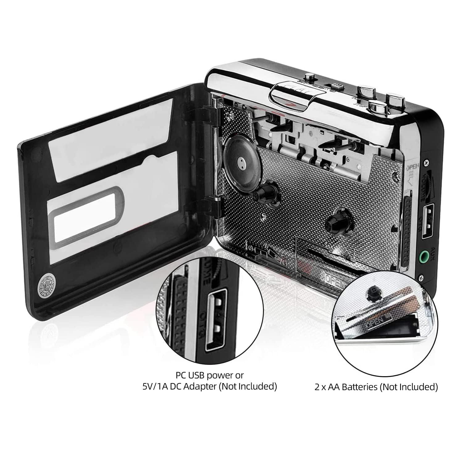 Reshow Reshow Portable Cassette Player, Best Overall Standalone USB Cassette to MP3 Converter, Audio Music Cassette Tape to Digital Converter Player (White)