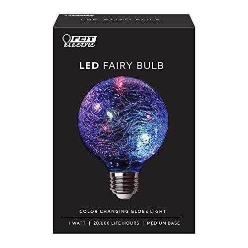 Feit Electric Feit Electric FY/G25/RGB/CR/LED 1W Decorative Fairy RGB Crackle Glass Magical Glow G25 LED Light Bulb, 4.9\" H x 3.1\" D, Multi-Color