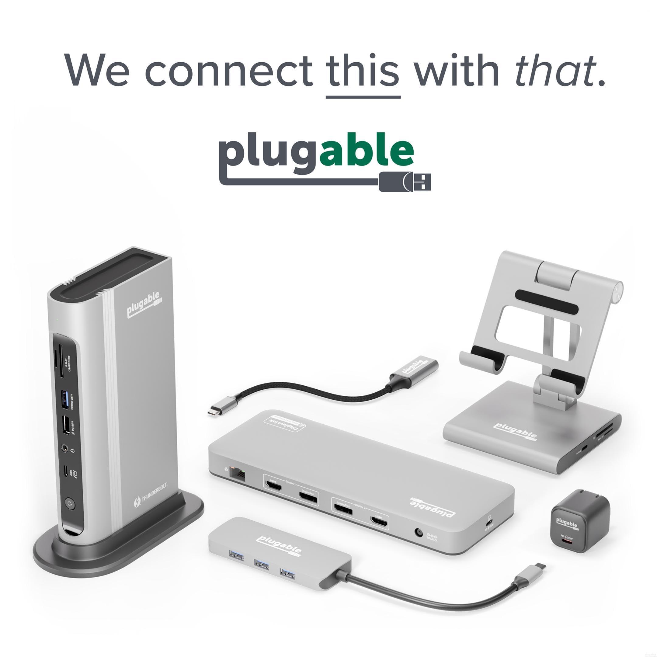 Plugable Plugable 7-in-1 USB-C DisplayLink Dock Dual 4K HDMI (Requires DisplayLink Driver), 100W PD Charging, USB4 & Thunderbolt Compatible, Gigabit Ethernet, USB-A/C, SD Card for Mac & Windows Laptops