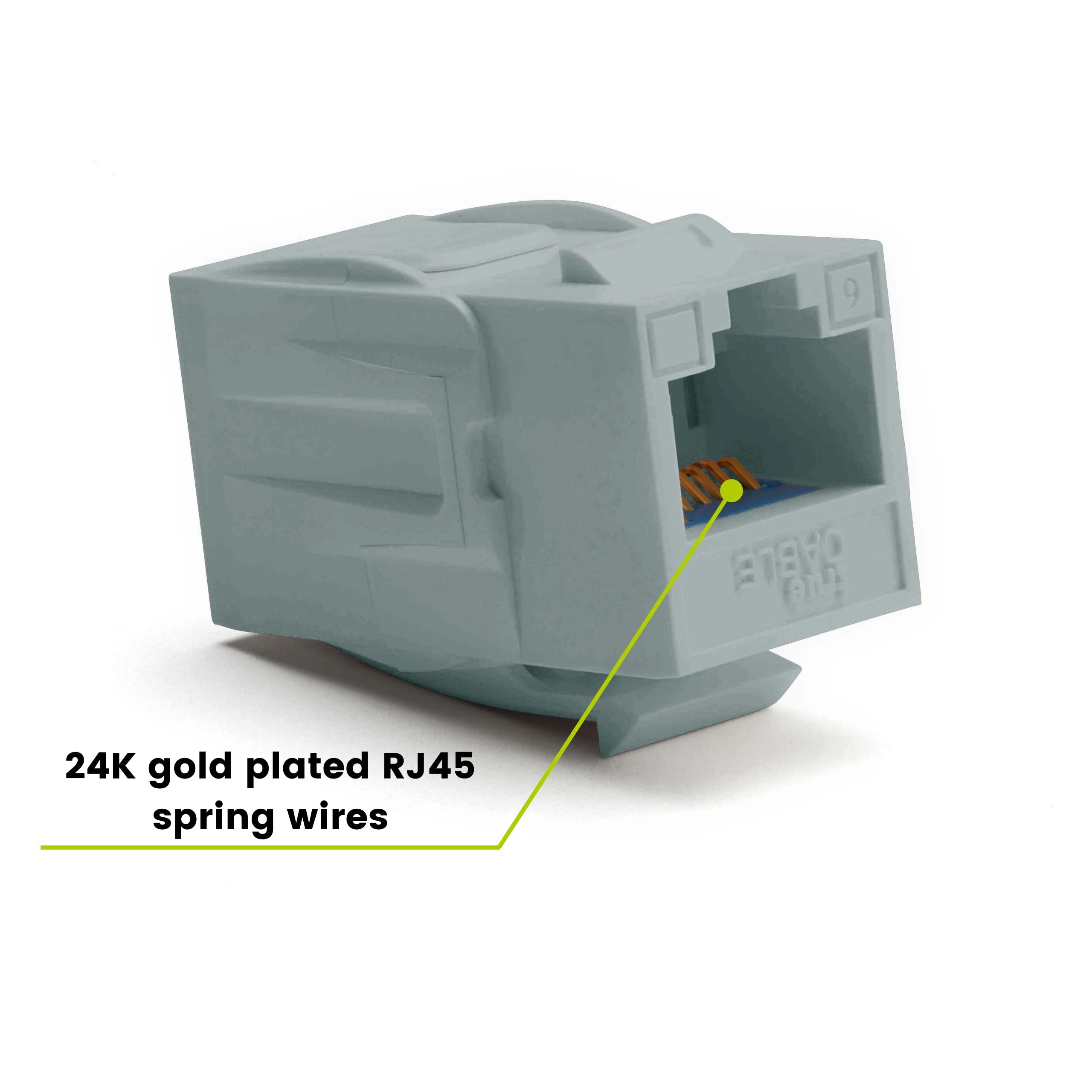 TRUE CABLE trueCABLE Cat6 Keystone Jack Coupler, Unshielded (UTP), PoE++ (4PPoE), UL Listed, ETL Verified, ANSI/TIA 568-2.D Cat 6 Performance Compliant, Female to Female RJ45 Couplers, Gray, 6 Pack