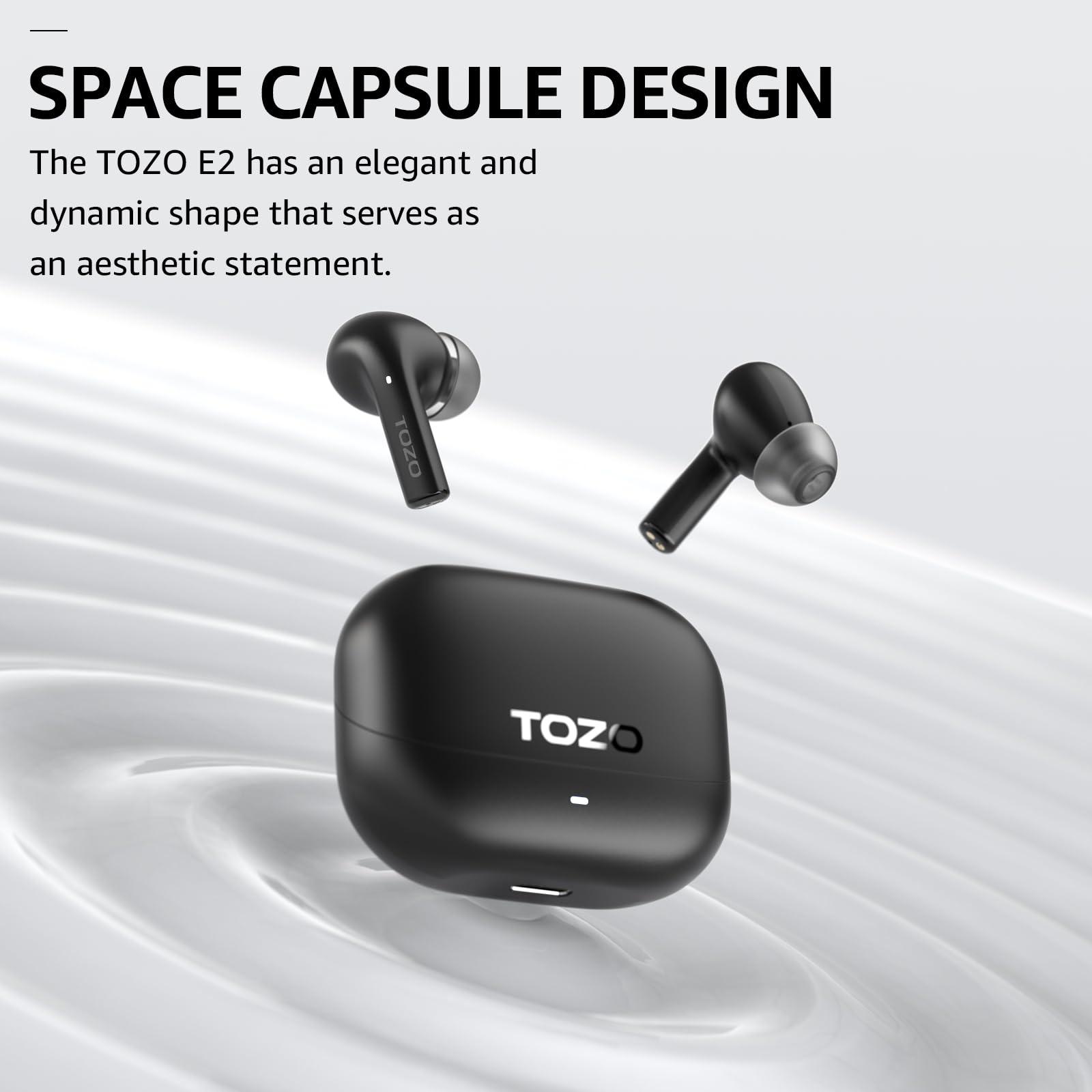 TOZO TOZO E2 Wireless Earbuds 10mm Drivers with Powerful Bass, App Customize 32 EQs, with 2 Mics AI Call Noise Cancellation, 30H Playtime, Bluetooth 5.3 Ear Buds, Comfort Fit in-Ear Headphones