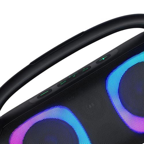 Supersonic IQ Sound IQ-3540BT Portable Bluetooth Speaker with RGB Lights, TWS, Enhanced Stereo Sound, Voice Assistant Control, Hands-Free Mic, RGB Lighting Modes, A2DP Bluetooth, USB/Micro SD/FM Radio Inputs