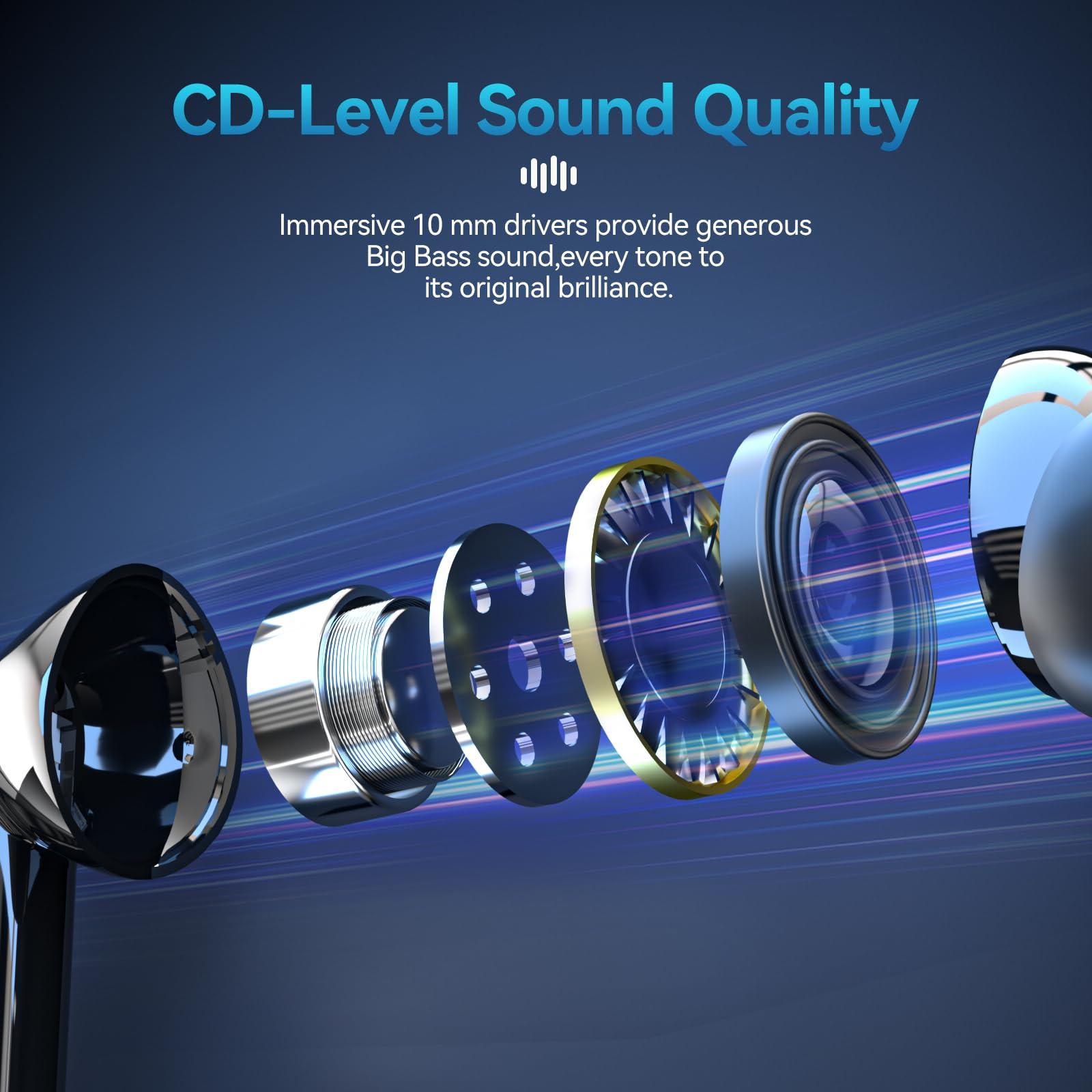 Monster Monster Wireless Earbuds Bluetooth 5.3 Headphones, IPX8 in-Ear Stereo Earphones 60H Playtime, Bluetooth Earbuds for Sport