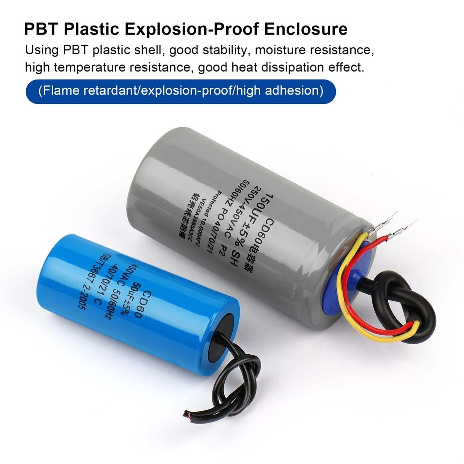 AHAFEI AHAFEI 2Pcs CD60 Starting Capacitor 450V 50 75 100 150 200 250 300 350 400UF Motor Starting Capacitor Motor Run (Size : 150UF Blue)