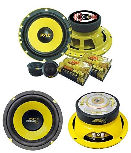 Pyle PYLE PLG6C 6.5" 400W 2 Way Car Audio Component Speakers Set Power System and PLG64 6.5" 300W Car Mid Bass/Midrange Subwoofer Sub Power Speaker(2 pack)