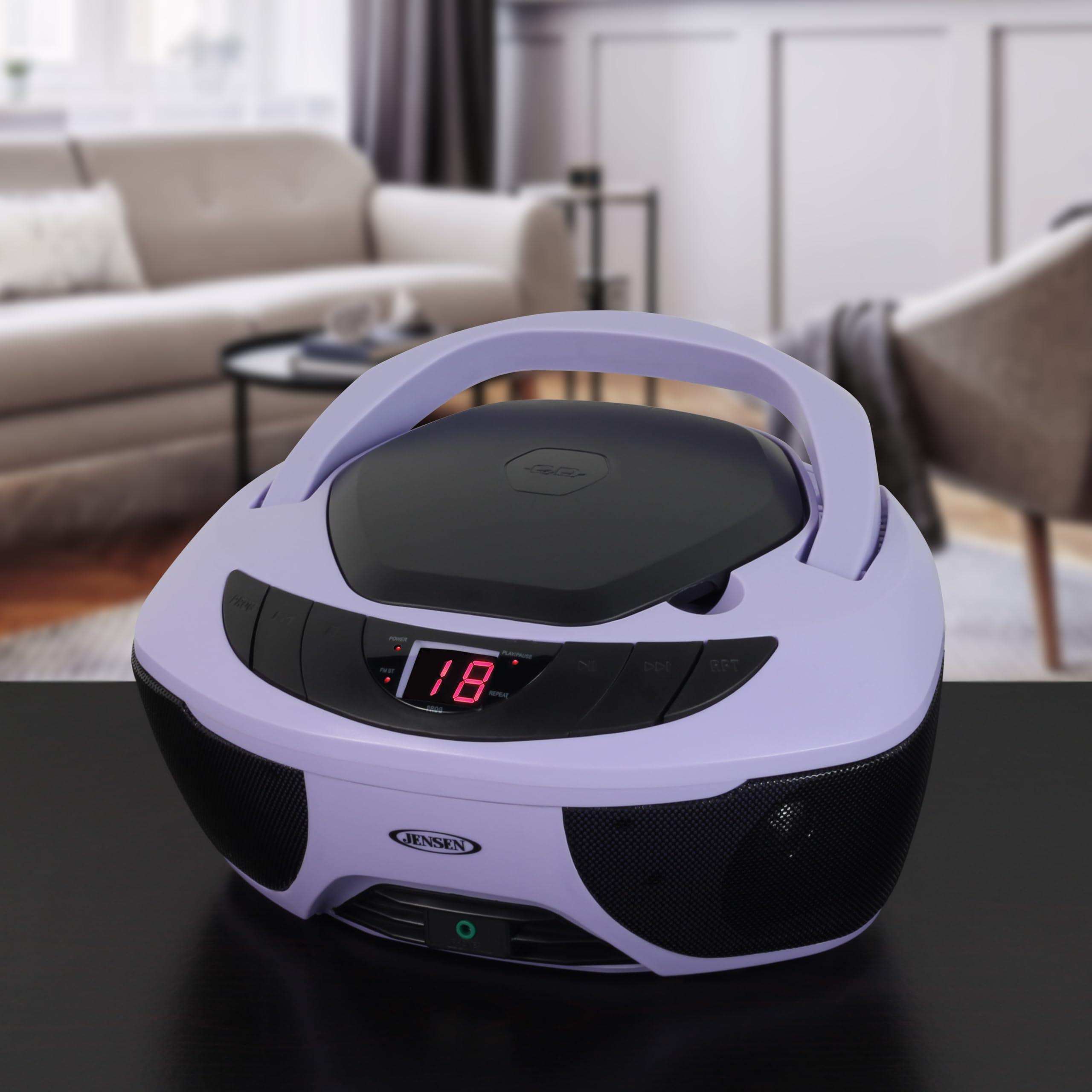 Jensen Jensen CD-475PL Portable Sport Stereo Boombox CD Player with AM/FM Radio and Aux Line-in & Headphone Jack (Lavender Purple)
