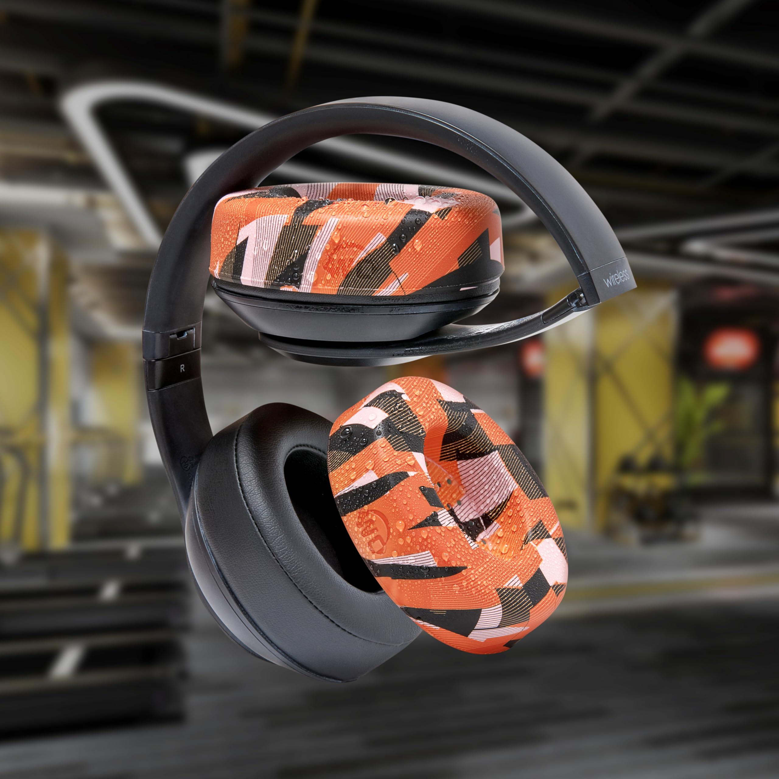 WC WC SweatZ Studio - Patented Earpad Covers for Beats Studio 3 (A1914) & Beats Studio 2 (B0500 /B0501), Made by Wicked Cushions | Sweatproof & Easily Washable | Orange Prism