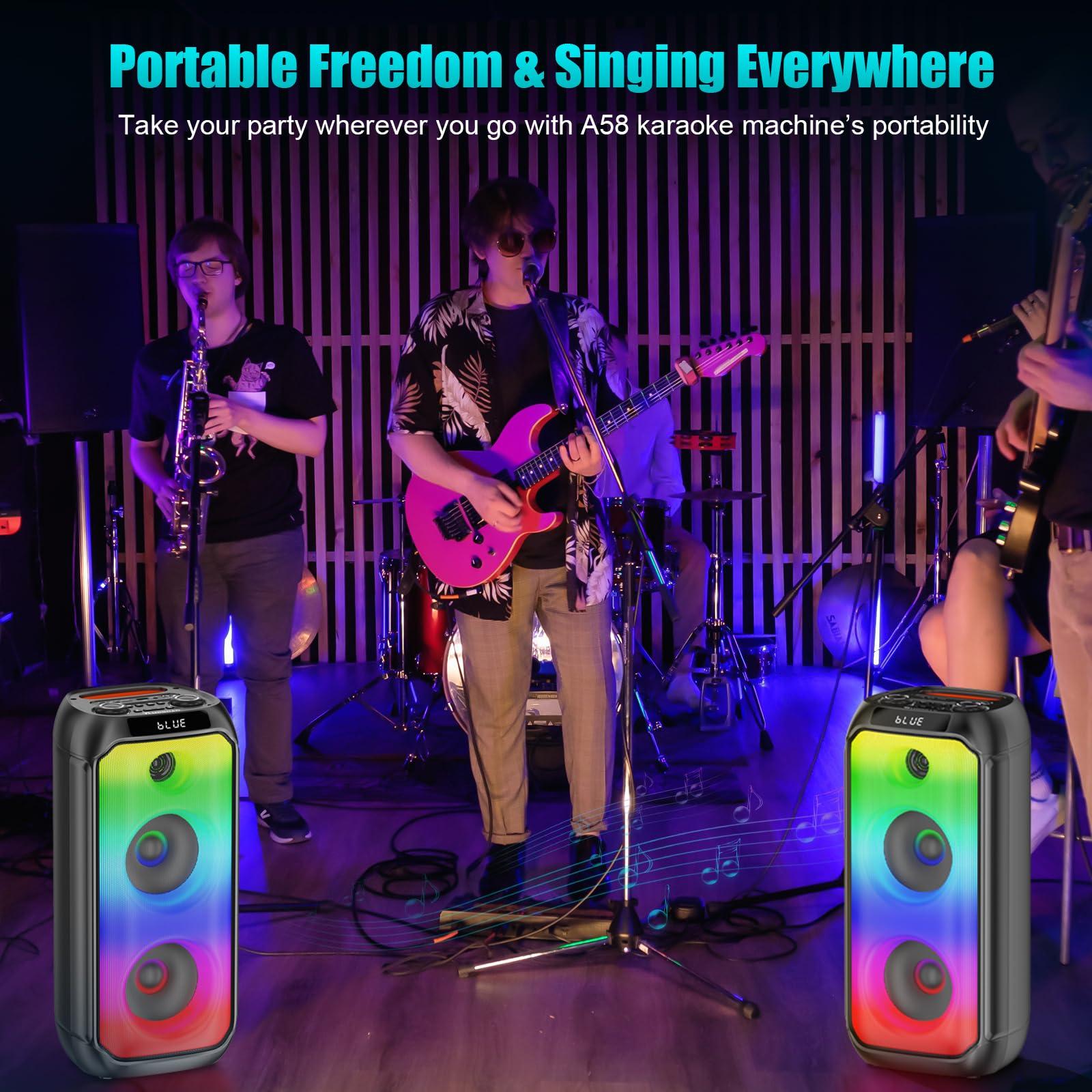 TAMPROAD TAMPROAD Bluetooth Speakers, 80W Peak Wireless TWS Portable Outdoor Party Speakers with Subwoofer, LED Colorful Lights, Loud Stereo Sound Music Box with Microphone for Home, Camping, Travel