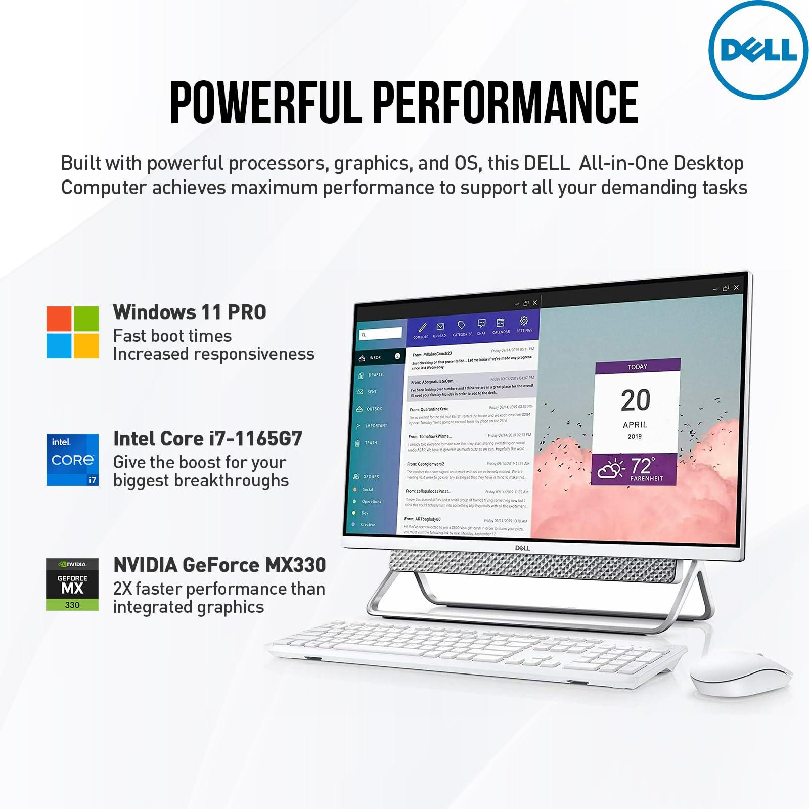Dell Dell All In One Desktop Computer 27 Inch Touchscreen FHD, Home Business AIO PC Desktop, Intel Core i7,NVIDIA GeForce MX330,32GB RAM 1TB SSD+512GB PSSD,Lifetime Office Windows 11 Pro,RJ-45,USB-C,Webcam