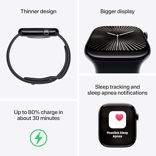 Apple Apple Watch Series 10 [GPS + Cellular 42mm] with Gold Titanium Case with Starlight Sport Band - S/M. Fitness Tracker, ECG App, Always-On Retina Display, Water Resistant with AppleCare+ (2 Years)