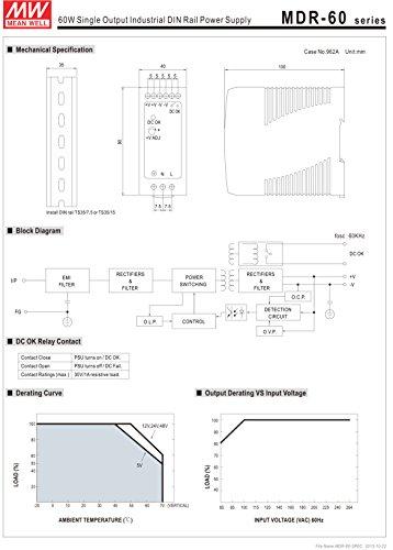 MEAN WELL MW Mean Well MDR-60-48 48V 1.25A 60W Single Output Industrial DIN Rail Power Supply