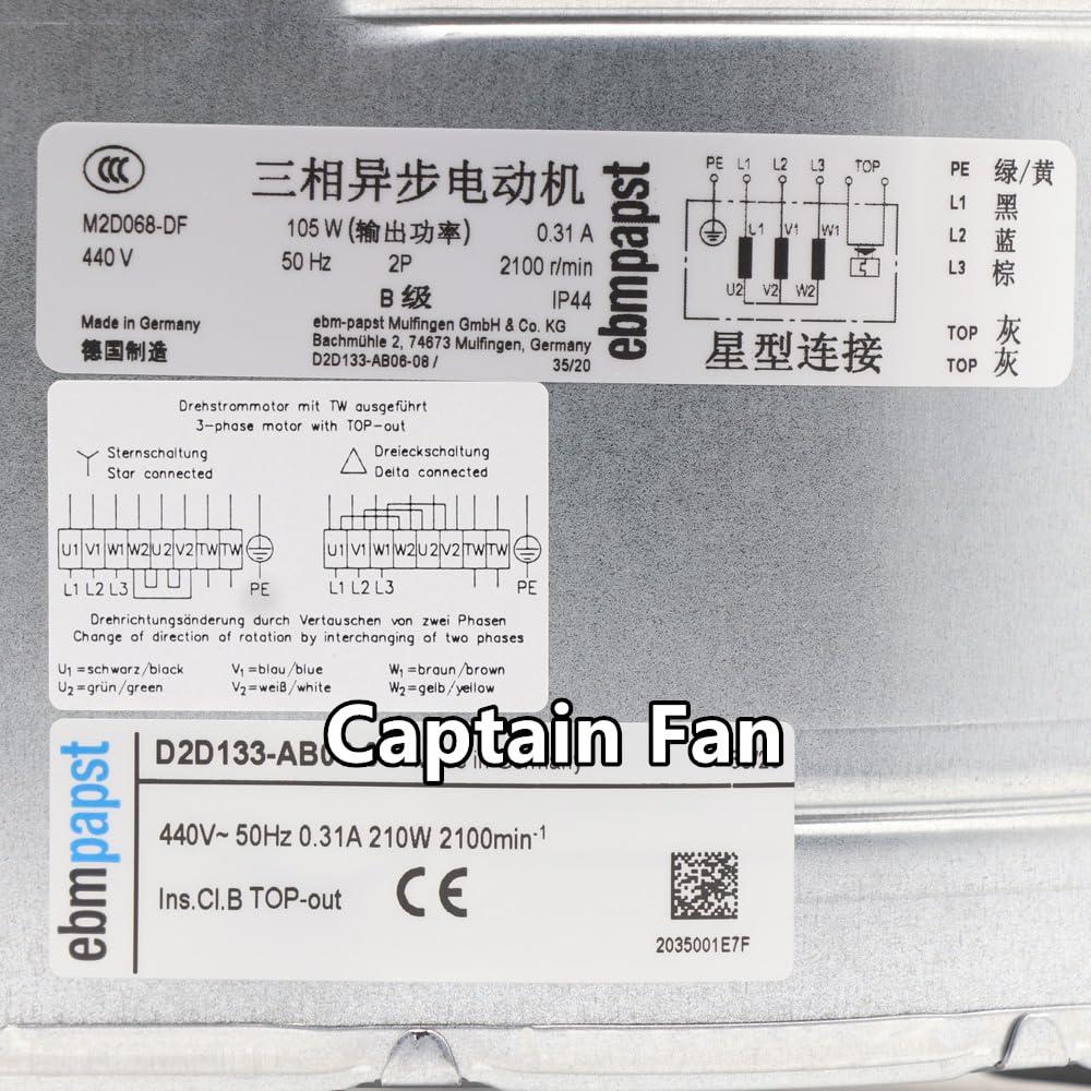 ebm-papst D2D133-AB06-08 Ebm Papst Fan 440VAC 50Hz 0.31A Centrifugal Fan