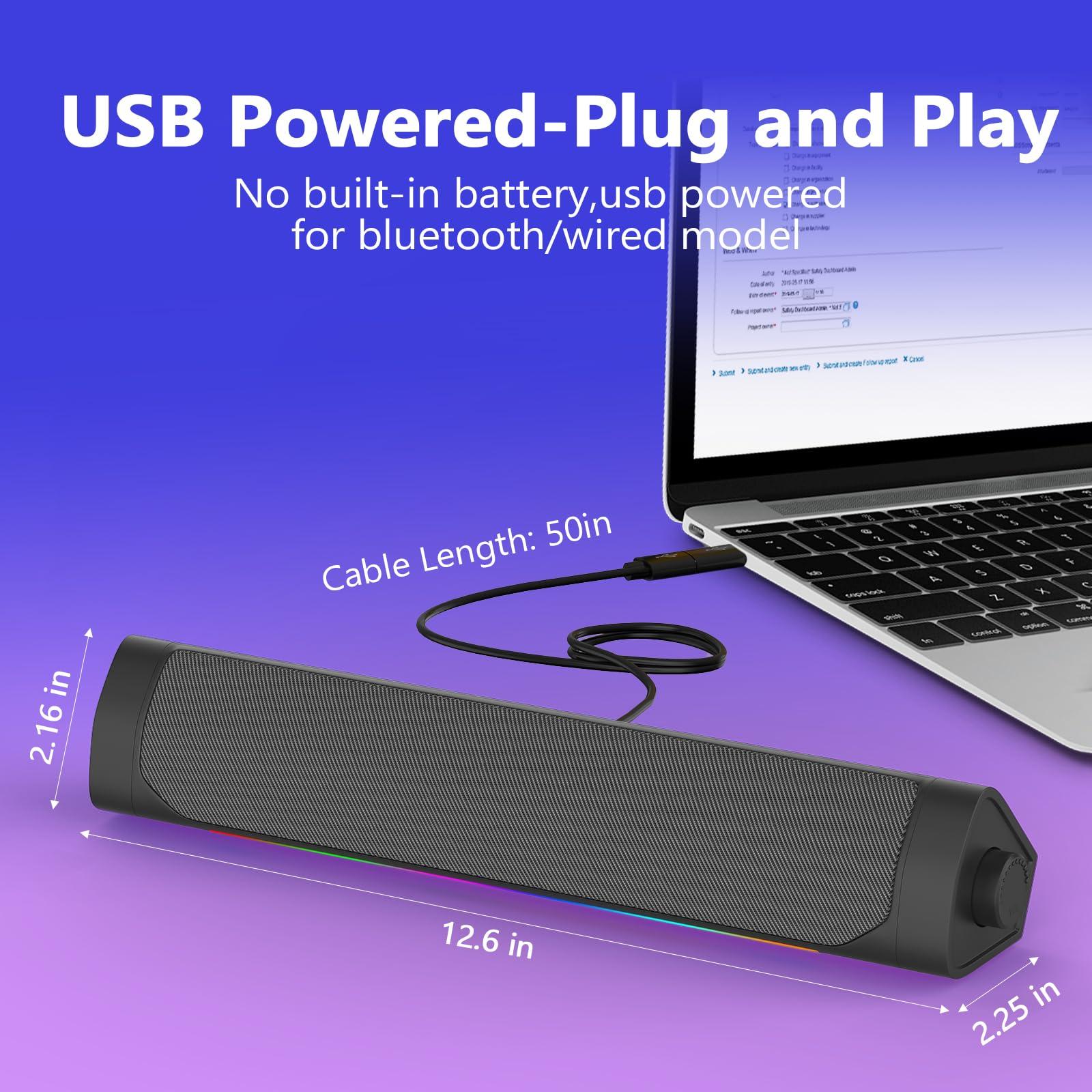 VOTNTUT VOTNTUT Computer Speakers for Desktop Pc,Bluetooth PC Speakers with Headphone Output,2 Ways Connect Monitor Desktop Speakers for Windows,Linux,Mac Air/Pro Phones(USB-C to USB Adapter Included)