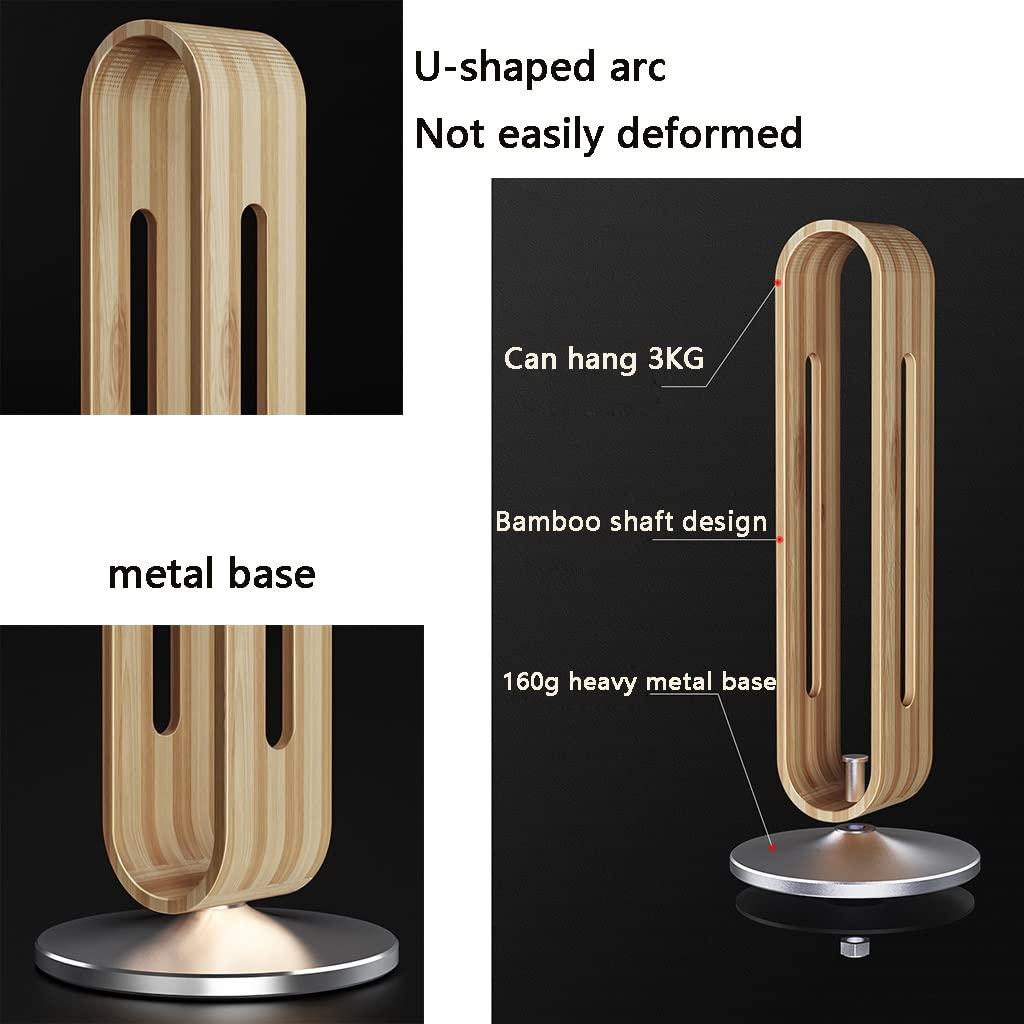Y-kaiwen Bamboo Headphone Stand Heavy Metal Base Headphone Desk Gaming Headset Stand for All Headphone Sizes (Color : Natural, Size : 23.5 * 9.4 * 4.5cm)