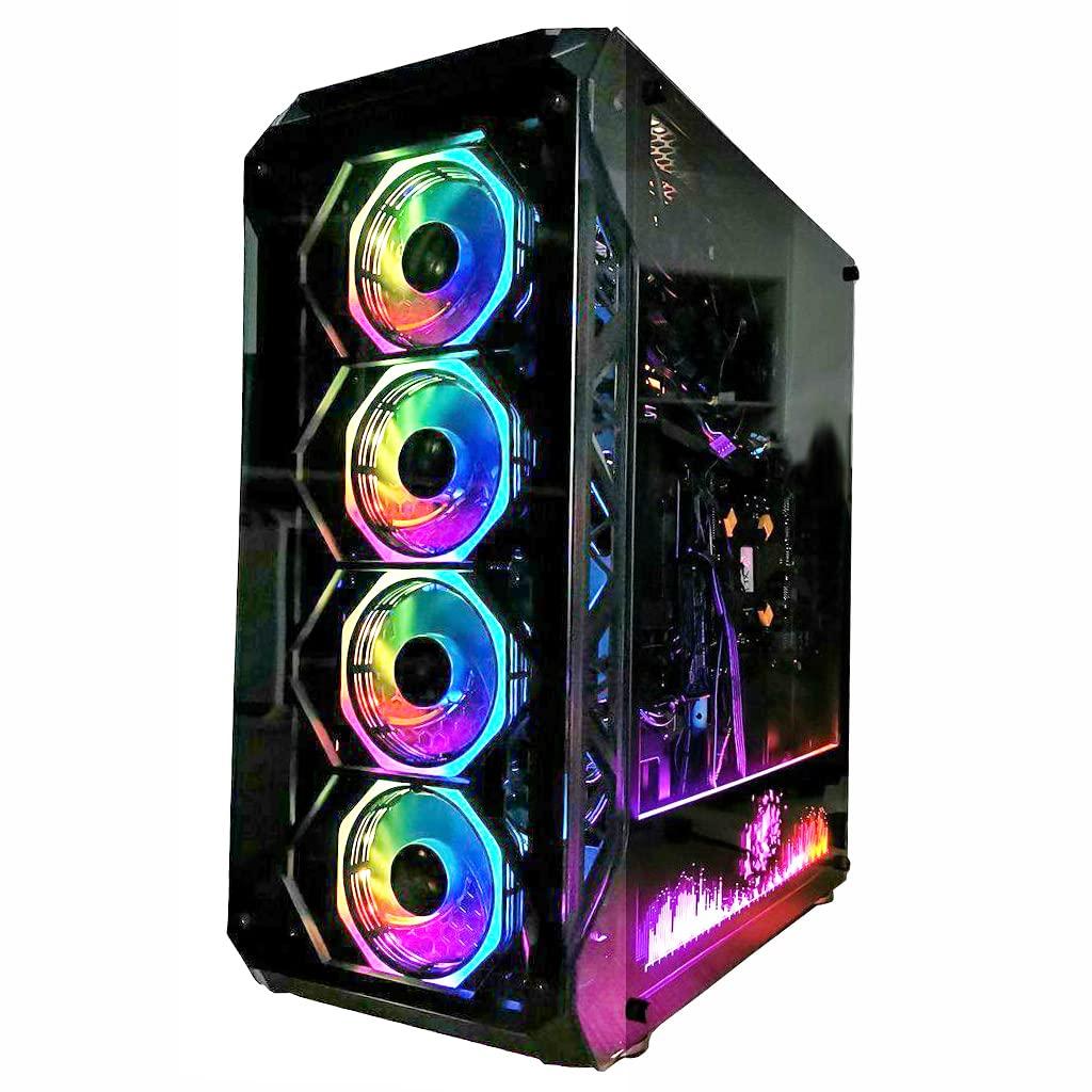 Rhino Rhinomax A17 Series Phoenix Full-Tower E-ATX/ATX/M-ATX Computer Gaming Case with 3-Sided Reinforced Glass, USB 3.0, 6 ARG Light-Emitting 12cm Fans with 1 ARGB Fan Controller