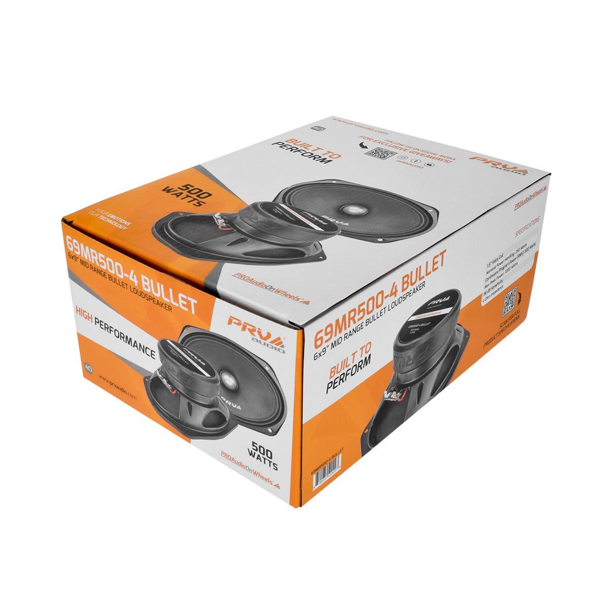 PRV AUDIO PRV AUDIO 69MR500-4 Bullet, 6x9 Inch Midrange Speaker 4 Ohm, 500 Watts Program Power, Loudspeaker for Pro Car Audio (Single)