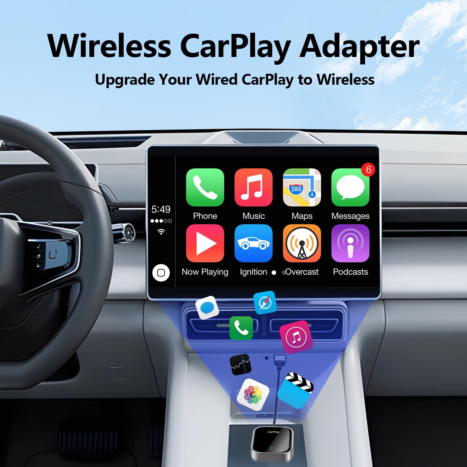 Baberson L Wireless CarPlay Adapter for iPhoneConvert Wired to Wireless Apple CarPlay AdapterMini Sizefor Cars with Built-in Car PlayStable and Fast Connection