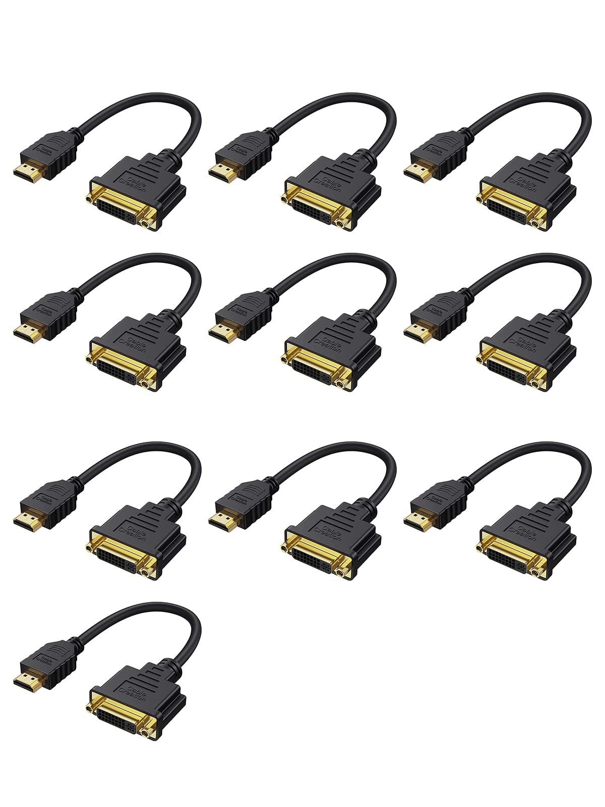 CableCreation CableCreation HDMI Male to DVI Female 0.5ft [10 Pack], Bi-Directional HDMI Male to DVI-I (24+5) Female Adapter, for PC, TV, TV Box, PS5, Blue-ray, Xbox,Switch