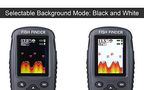 Venterior Venterior Portable Rechargeable Fish Finder Wireless Sonar Sensor Fishfinder Depth Locator with Fish Size, Water Temperature, Bottom Contour, Color Display