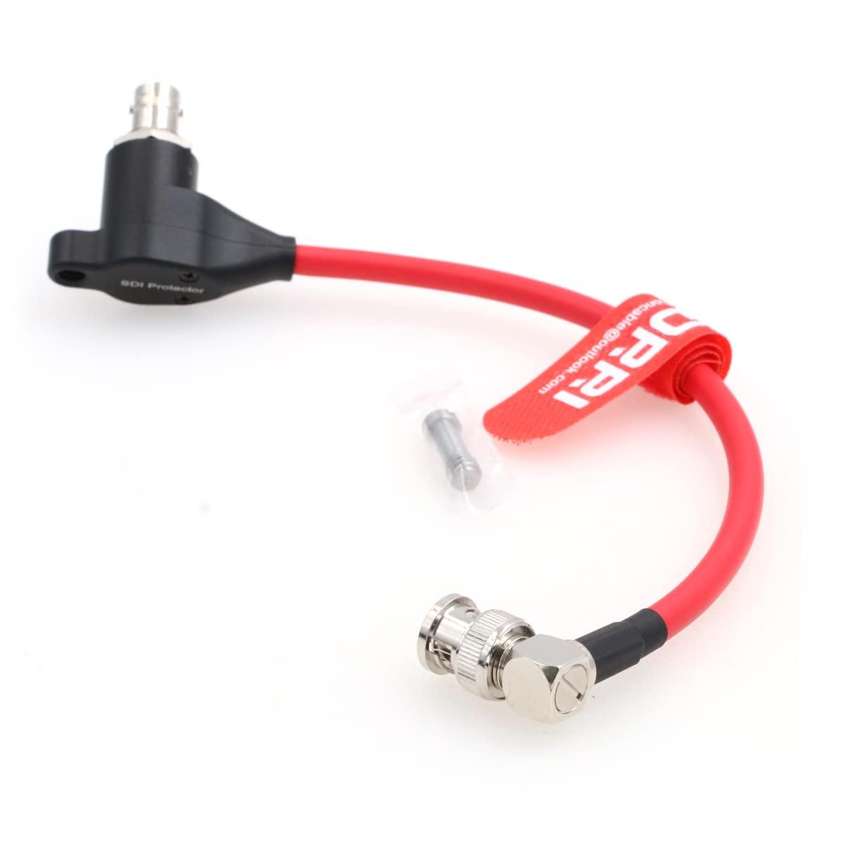 DRRI 12G SDI Protector Cable Galvanic-Isolators Right Angle BNC Male to Right Angle BNC Female for ARRI Mini,RED Komodo (Red, 20CM)