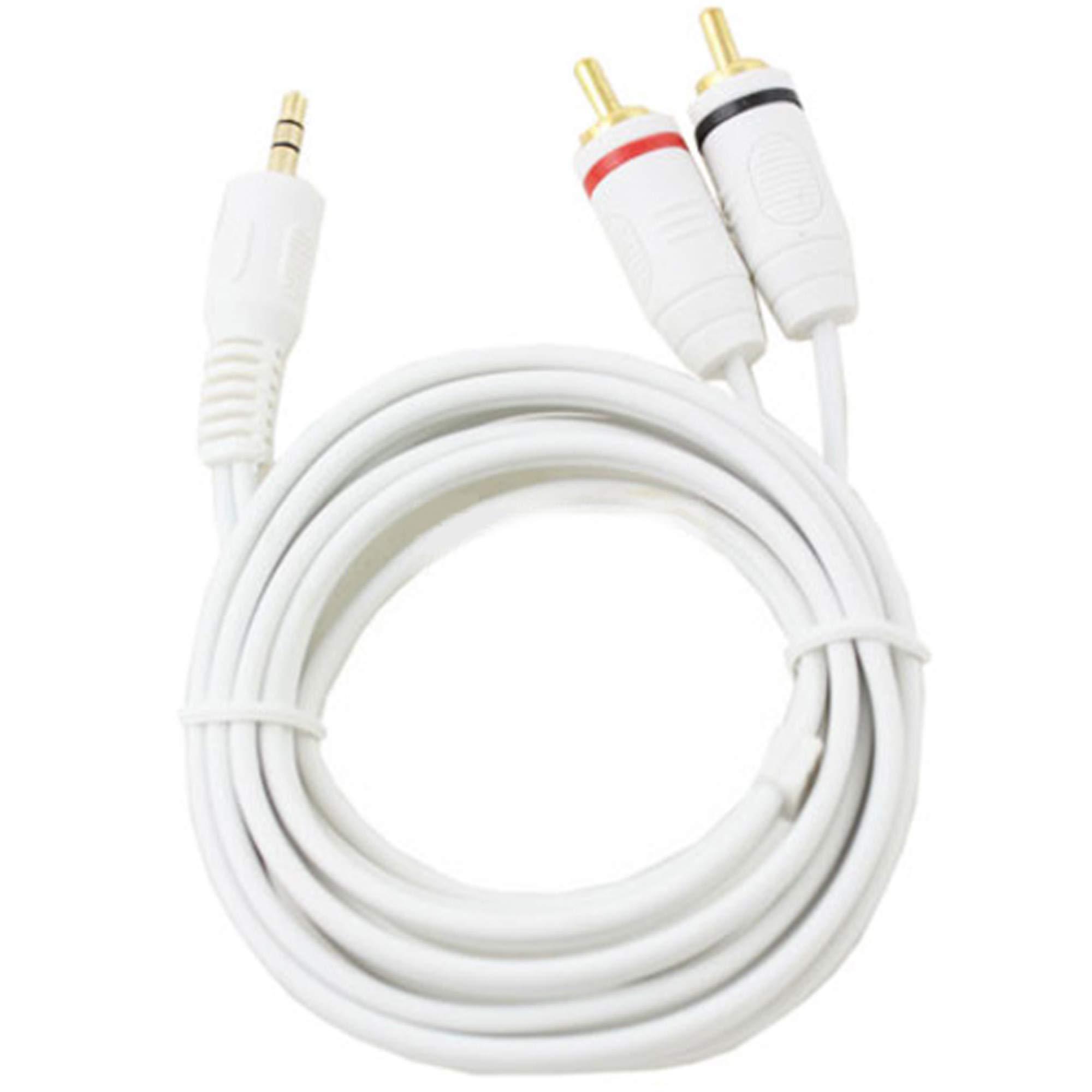 Wideskall Wideskall 12 Feet 3.5mm Male to 2 RCA Male Stereo Audio Cable (Pack of 2, White)