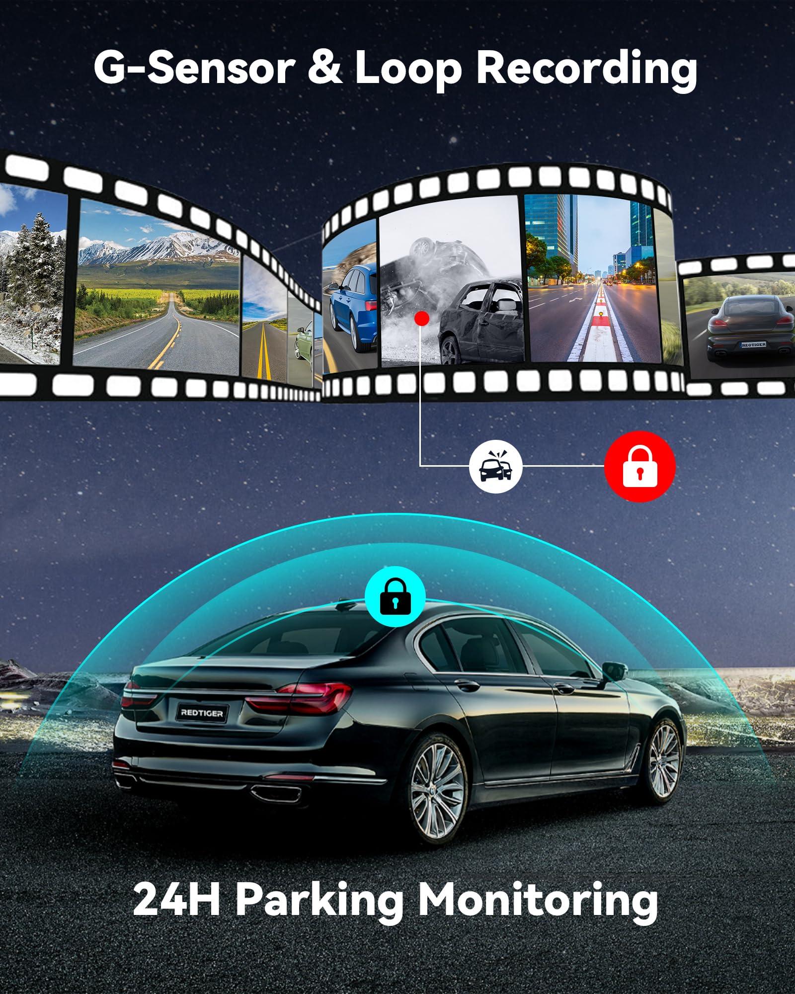 REDTIGER REDTIGER Dash Cam for Cars,4K UHD 2160P Car Camera Front, Wi-Fi GPS,3.18\" LCD Screen,Night Vision,170 Wide Angle,WDR,24H Parking Monitor, G Sensor, Support 256GB Max(F7NS)