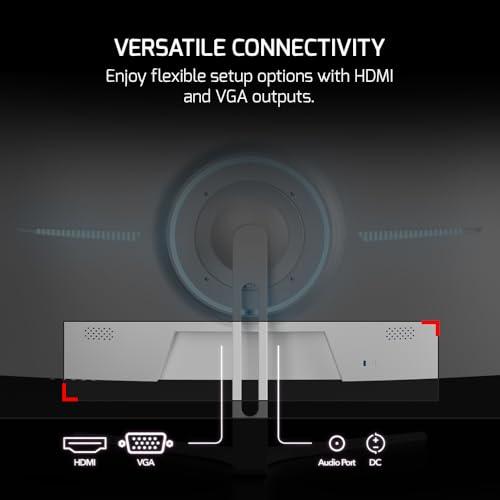 Game Power GAMEPOWER F20 27 Inch Curved White Gaming Monitor, 120Hz 1080p Display, 1ms Response Time, AMD FreeSync, HDR Support, 125% sRGB, RGB Backlight, Dual Speakers, Zero Frame Design, HDMI and VGA Inputs