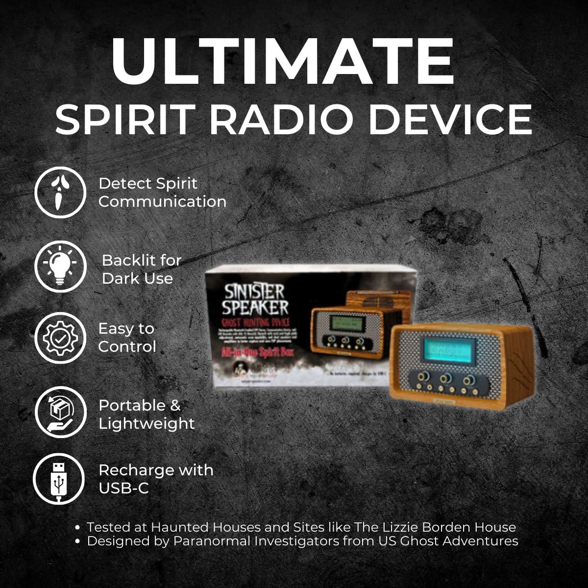 US Ghost Adventures Sinister Speaker Spirit Box Dual EVP Recorder & Bluetooth Ghost Box | Paranormal Activity Detector with AM/FM/SW Sweep | Vintage-Inspired Design