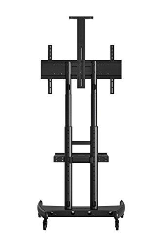 Luxor LUXOR FP4000 Adjustable-Height Large-Capacity LCD TV Stand, 25 lbs, Stand 39.25\"W x 28.25\"D x 48\" to 65\"H in 2\" increments, Shelf 19.625\"W x 11\"D, Four 3\" Casters, All with Locking Brakes