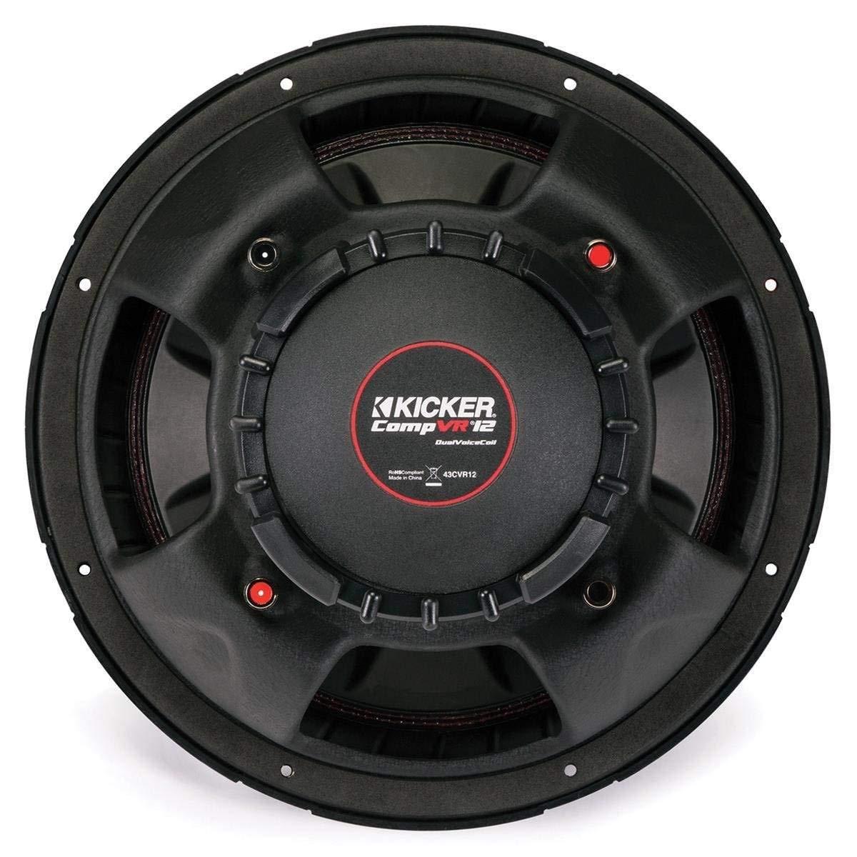 KICKER Kicker CompVR CVR122 (43CVR122) 800W Peak (400W RMS) 12'' CompVR Series Dual 2-Ohm Car Subwoofer (Renewed), black