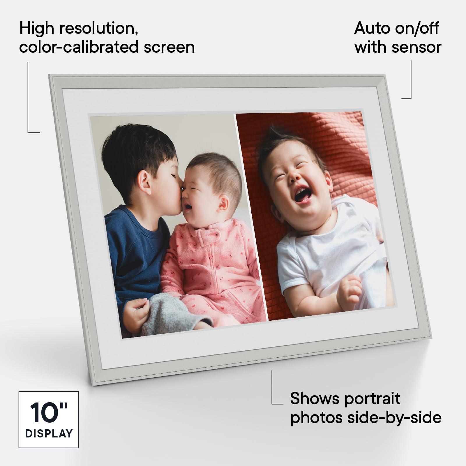 AURA Aura Carver 10.1" WiFi Digital Picture Frame | The Best Digital Frame for Gifting | Send Photos from Your Phone | Quick, Easy Setup in Aura App | Free Unlimited Storage | (Clay with White Mat)