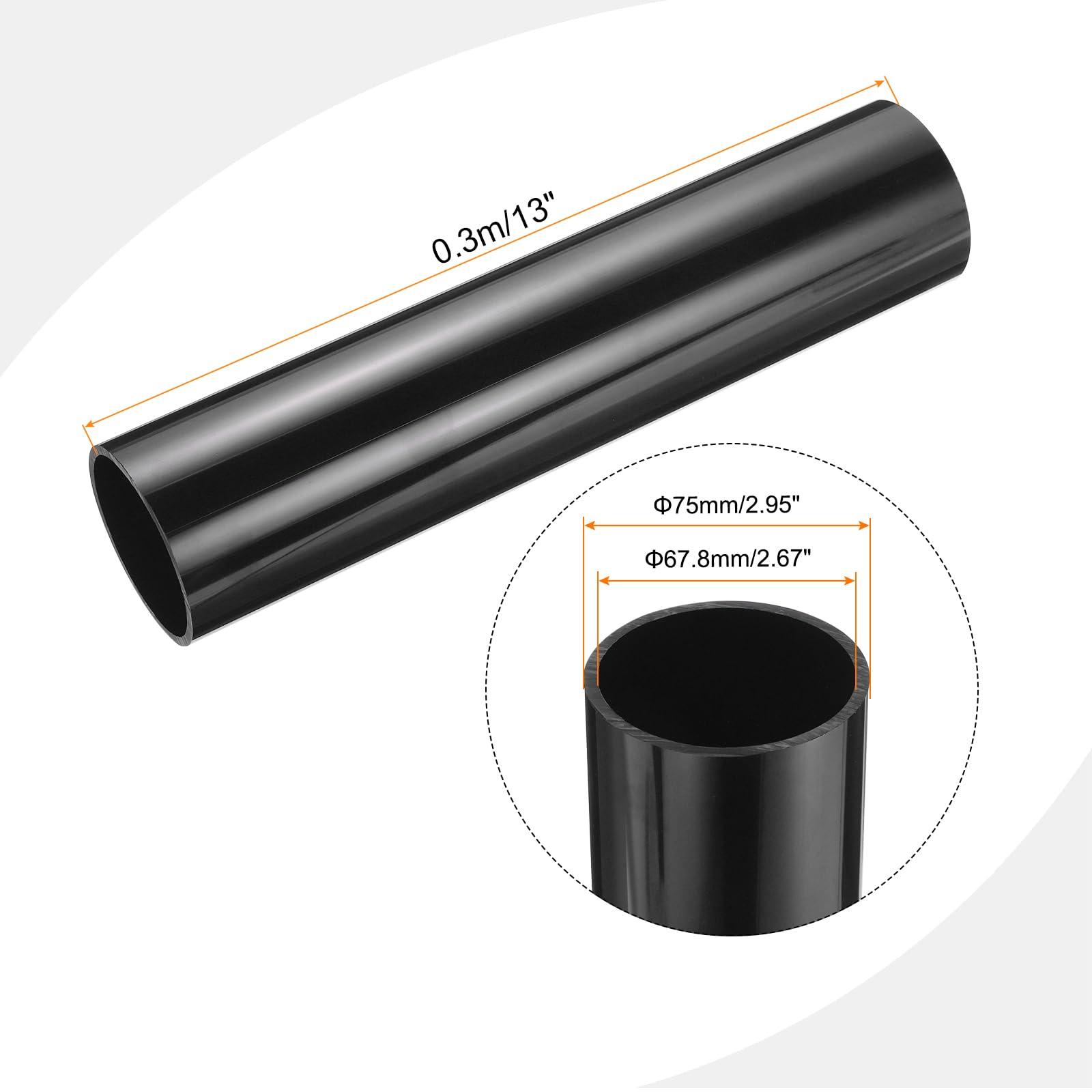 MECCANIXITY MECCANIXITY 3 Inch PVC Rigid Tube Round Pipe Tubing Hardware Tubing 67.8mm ID 75mm OD 330mm/13" Black High Impact for Water Pipe Crafts