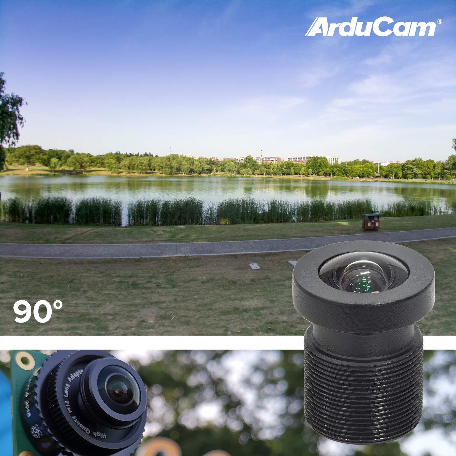 Arducam Arducam M12 Lens Kit for Raspberry Pi HQ Camera (Type 1/2.3), 20 to 180 Degrees Telephoto, Wide Angle, Fisheye Lenses with M12 to CS-Mount Adapter, Locking Ring, Cleaning Cloth and More
