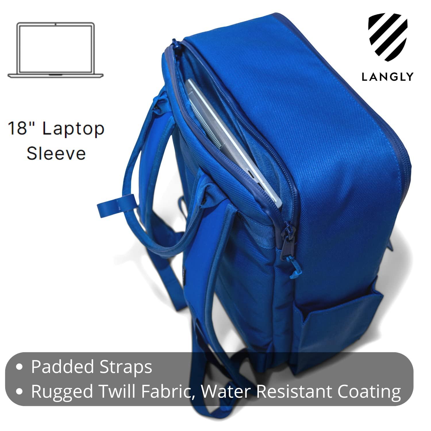 LANGLY Langly Sierra Camera Backpack: A Modern & Travel-friendly Photography Backpack Compatible With Both 18in Laptop & DSLR Accessories 24L (Blue)