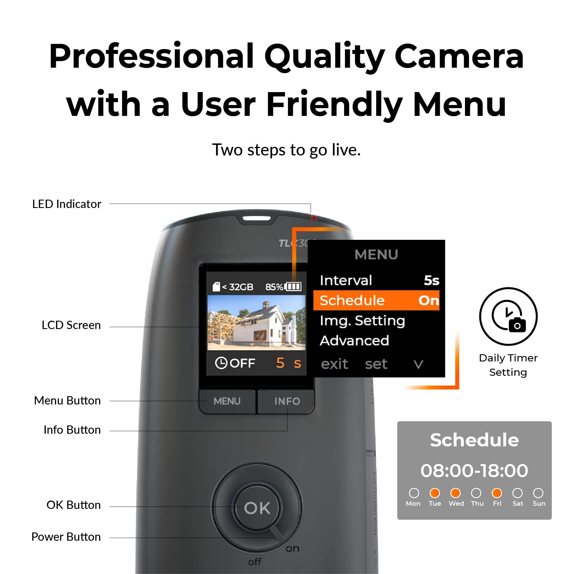 Brinno Brinno Time Lapse Camera BCC300-M - Outdoor Construction Jobsite, Plant, Weather Timelapse Camera - LCD Screen, Extended Battery Life, IPX4 Water-Resistant, Wall Mount