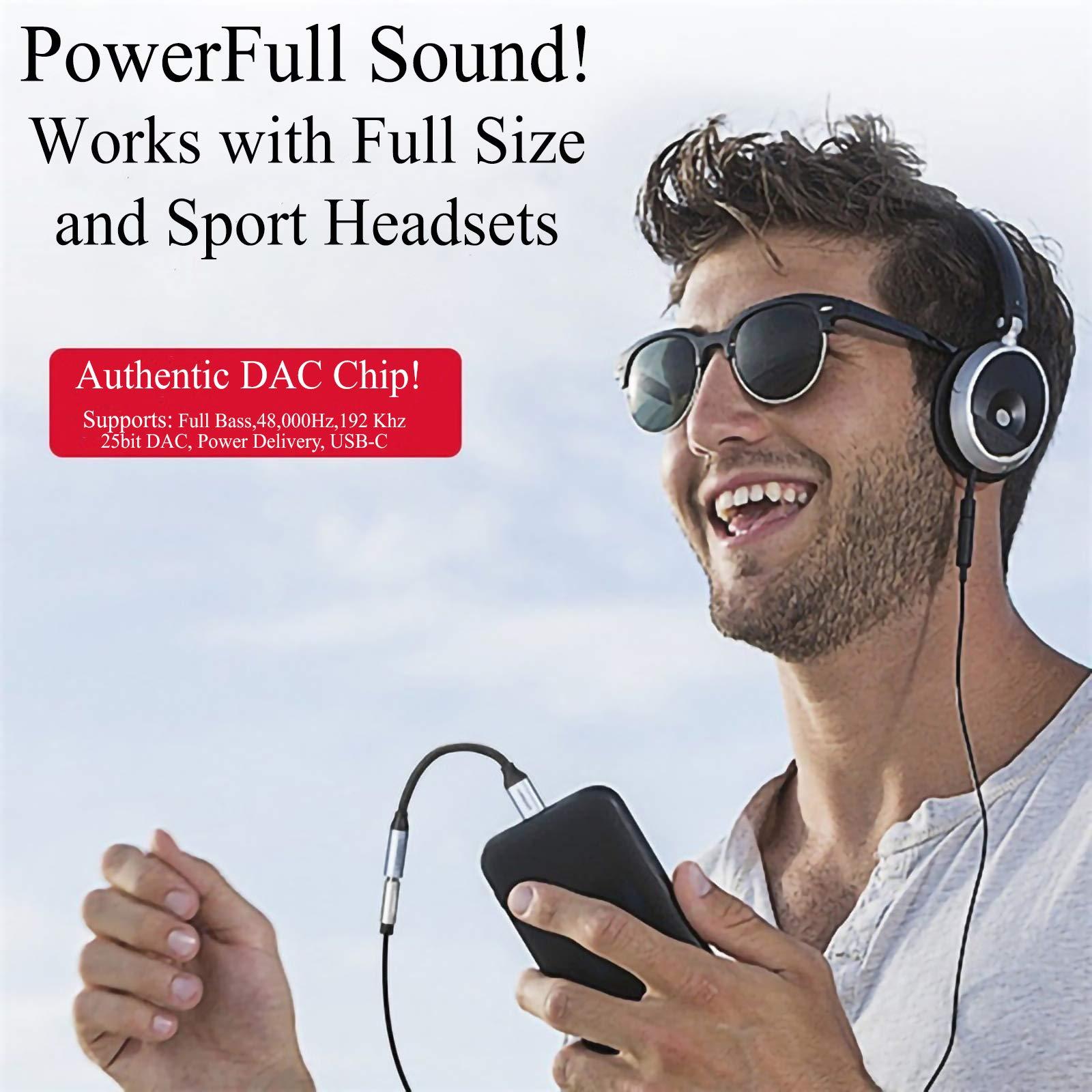 Tek Styz Tek Styz USB C to 3.5mm Headphone Adapter Compatible with Sonim XP8 with Digital DAC Chip That's Dual 1/8 inch TypeC/PD! (2Pack / Black)