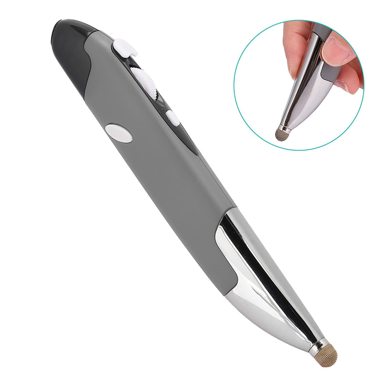 Locadence Locadence Wireless Pocket Pen Mouse, Ergonomic Design 3 Step DPI Adjustment USB Computer Stylus Capacitive Pen with Base and 2 Adapter, Plug and Play (Silver Gray)