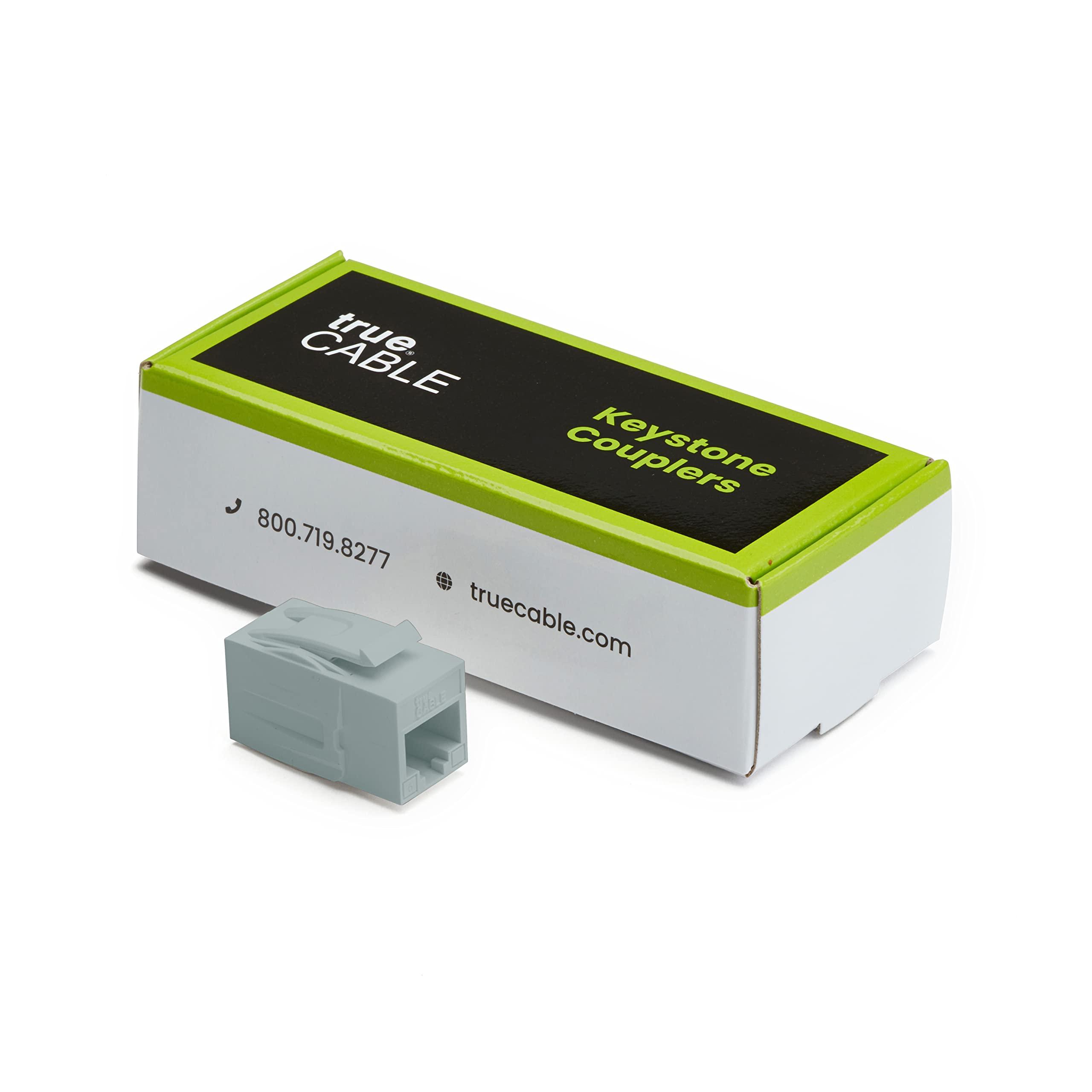 TRUE CABLE trueCABLE Cat6 Keystone Jack Coupler, Unshielded (UTP), PoE++ (4PPoE), UL Listed, ETL Verified, ANSI/TIA 568-2.D Cat 6 Performance Compliant, Female to Female RJ45 Couplers, Gray, 6 Pack