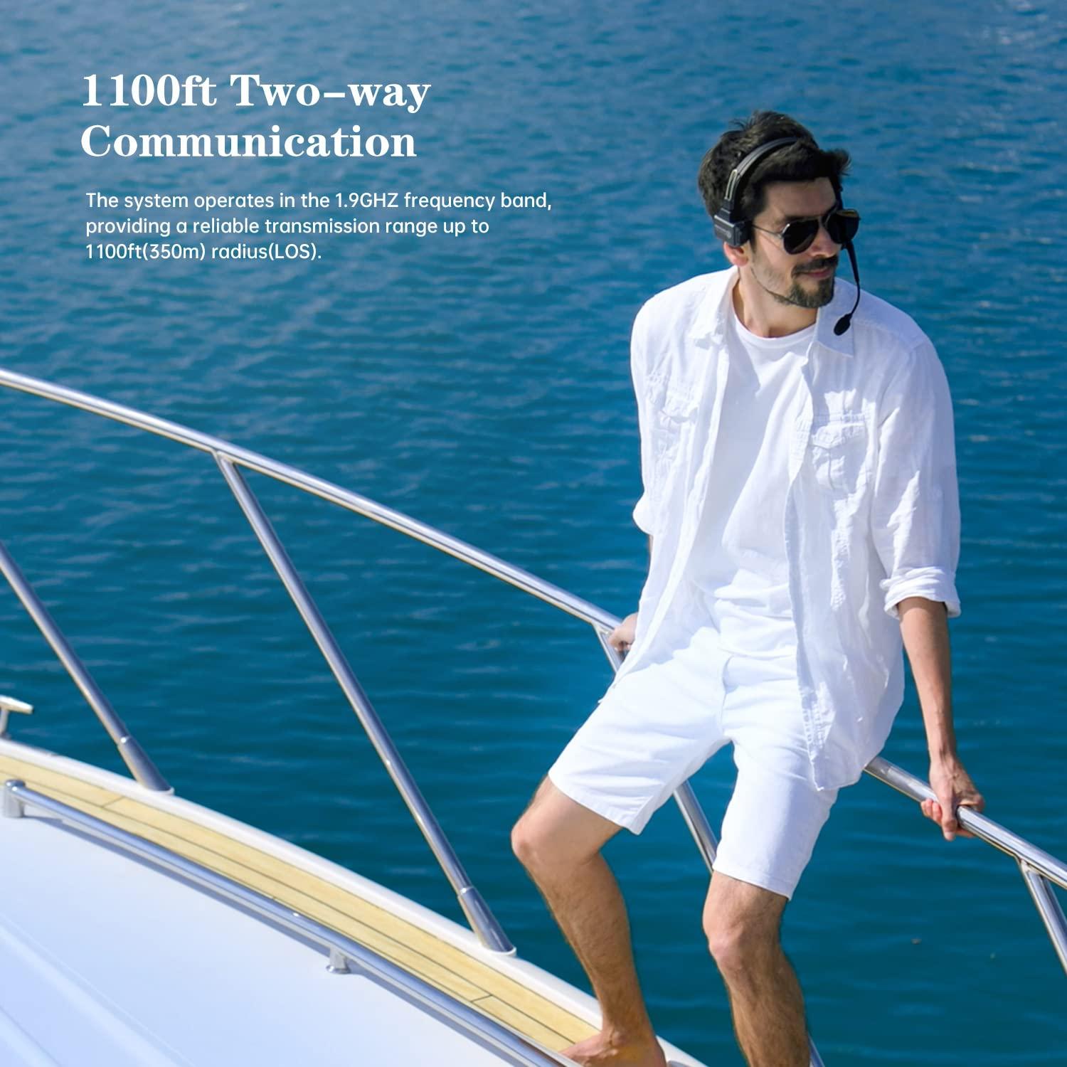 HollyView Hollyland Solidcom C1 Wireless Headset Intercom System 4-Person Full Duplex 1100ft Team Communication Group Talk Single-Ear Headset with 1 Master & 3 Remote Headsets