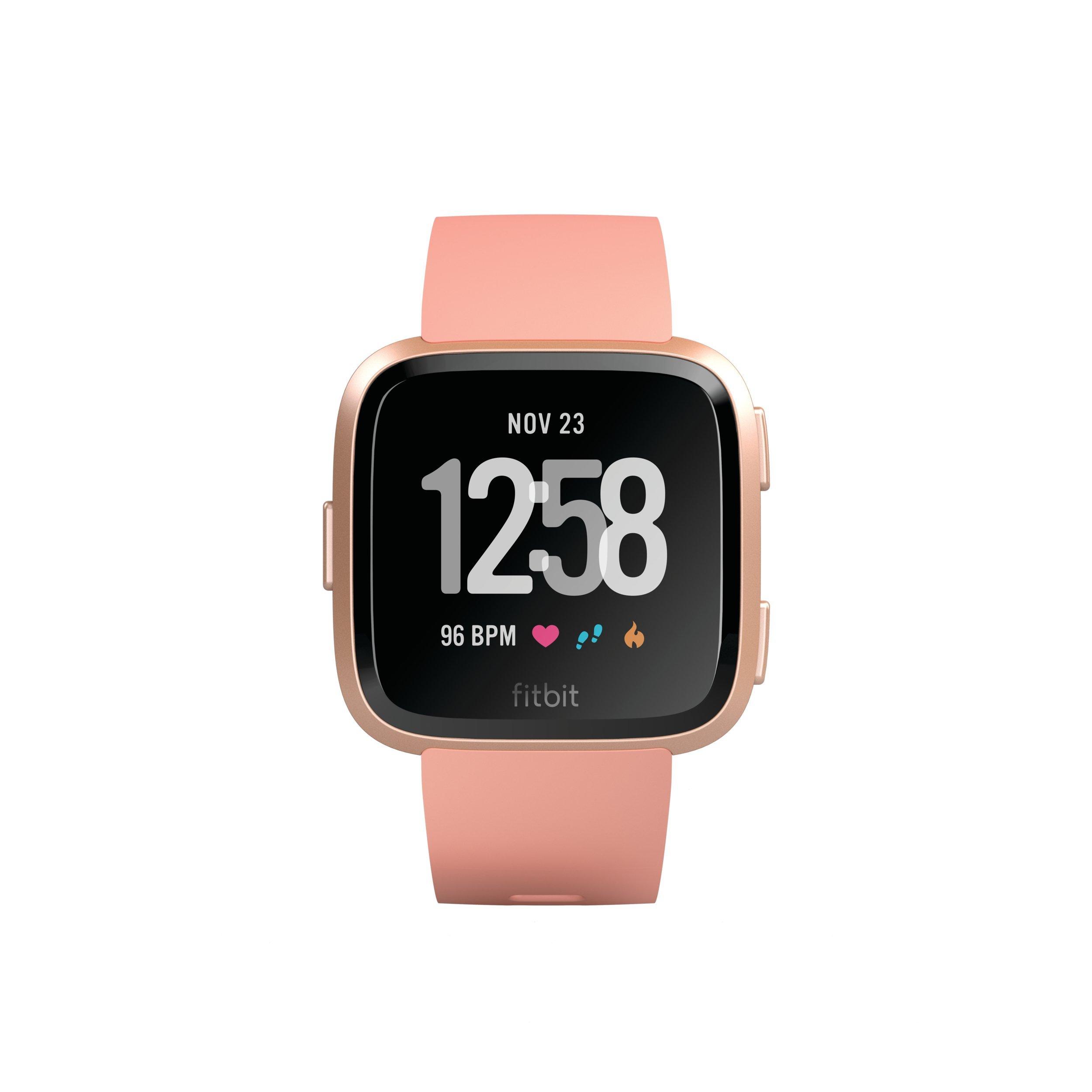 Fitbit Fitbit Versa Smart Watch, Peach/Rose Gold Aluminium, One Size (S & L Bands Included) - (Renewed)