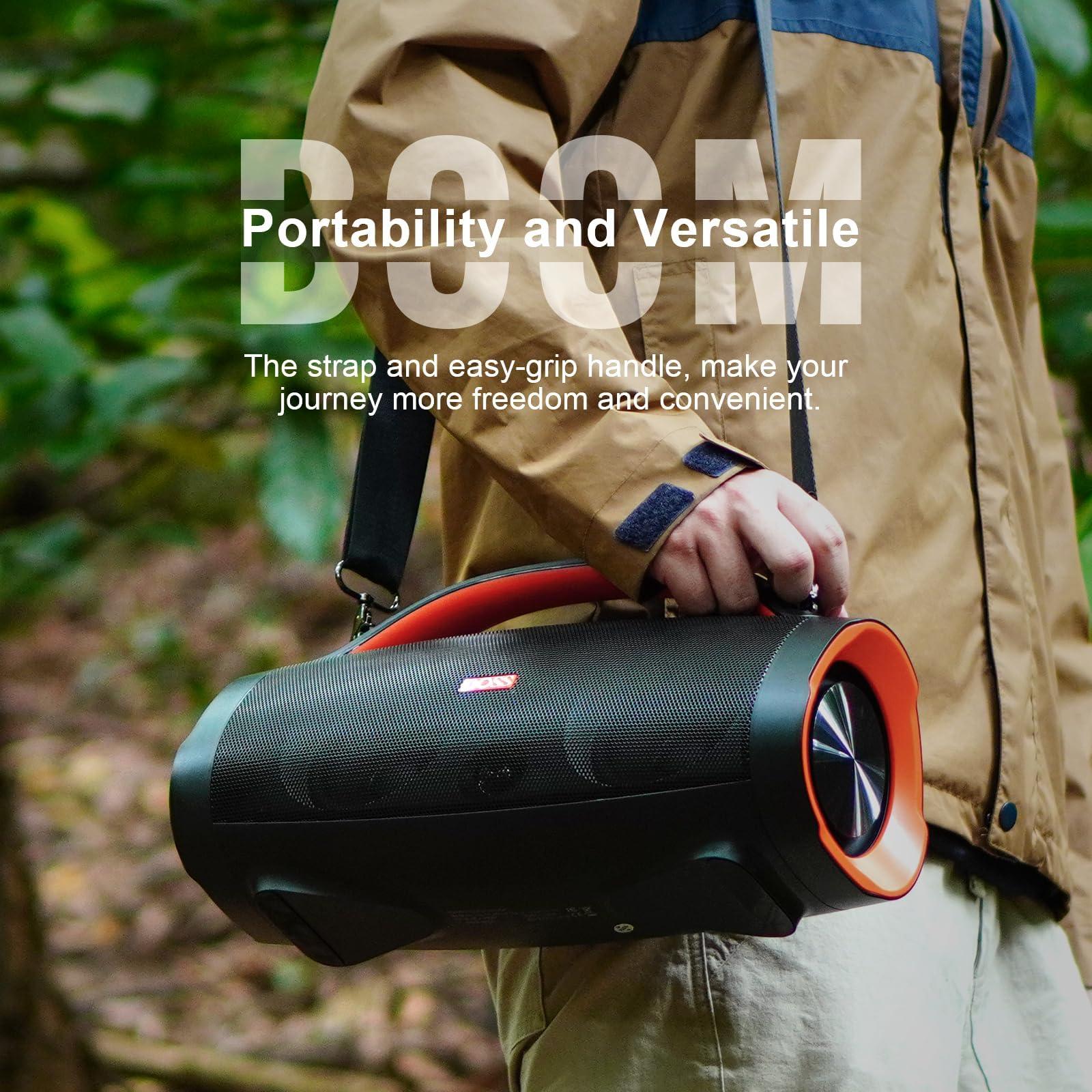 DOSS DOSS Extreme Boom Pro Loud Bluetooth Speaker with 100W Stereo Sound, Extra Bass, 20H Playtime, Party-Sync Led Lights, Built-in Power Bank, IPX6 Waterproof for Outdoor, Camping, Travel-Blue