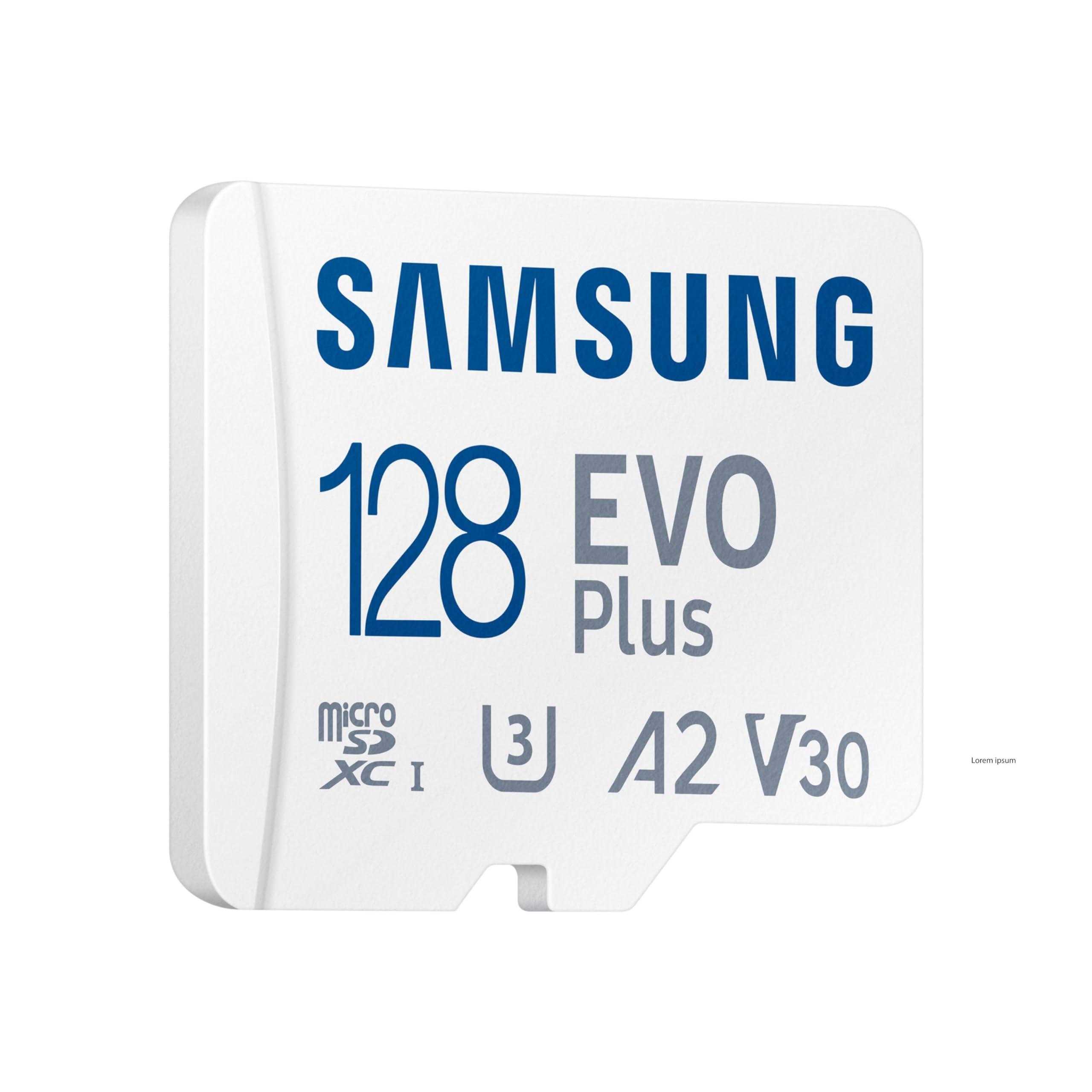 SAMSUNG SAMSUNG EVO Plus microSD Memory Card + Adapter, 128GB microSDXC, Speeds Up to 160 MB/s, UHS-I, C10, U3, V10, A3, Upgrade Storage for Phones, Tablets, Gaming Consoles, DSLR Cameras, PCs, MB-MC128SA/AM