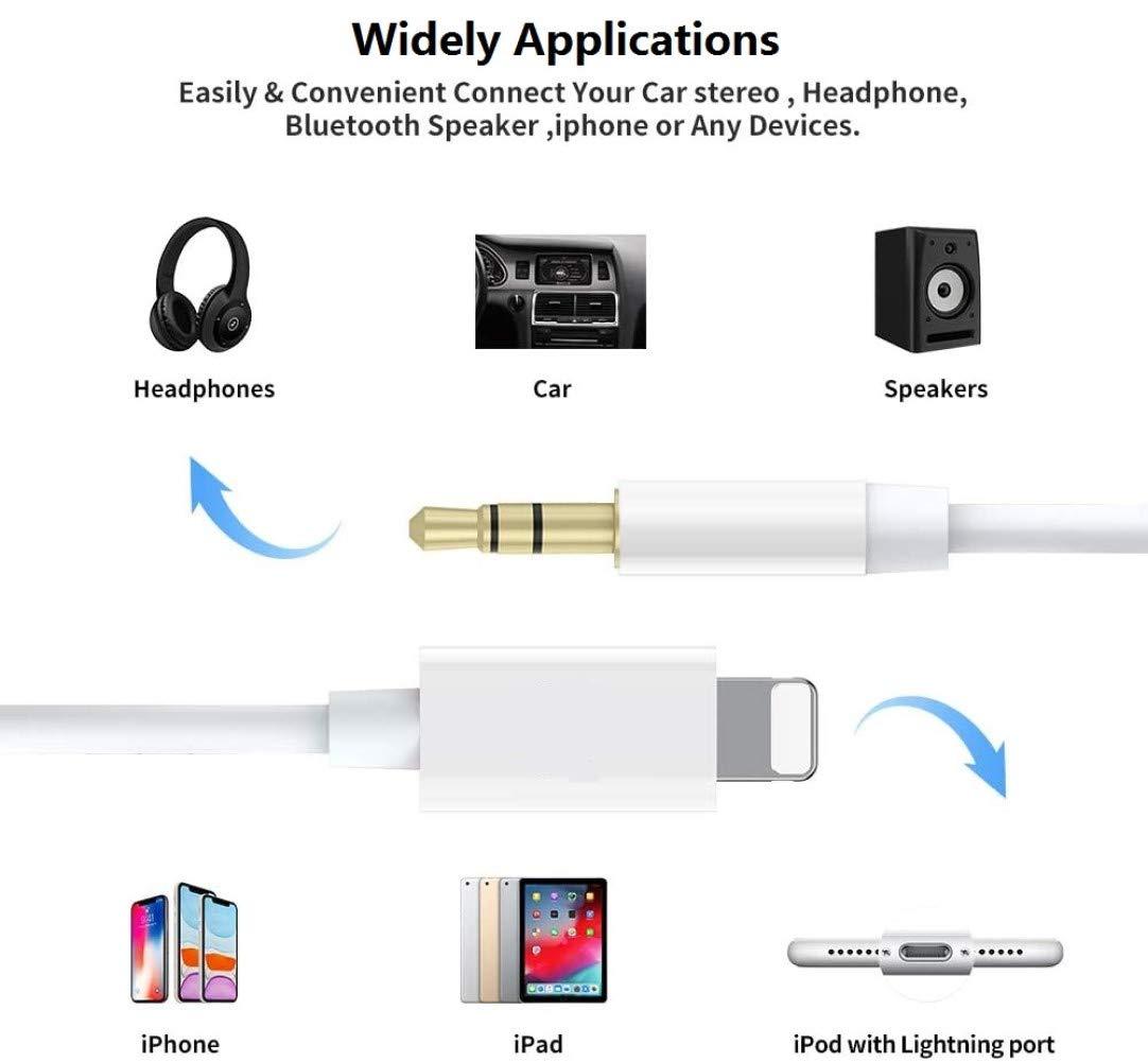 wamaxlink iPhone Aux Cord for Car, 2 Pack [Apple MFi Certified] Lightning to 3.5 mm AUX Audio Cable Cord for Car Home Stereo, Speaker, Headphone Compatible with iPhone 14 13 12 11 Pro Max XS XR X 8, 3.3ft White