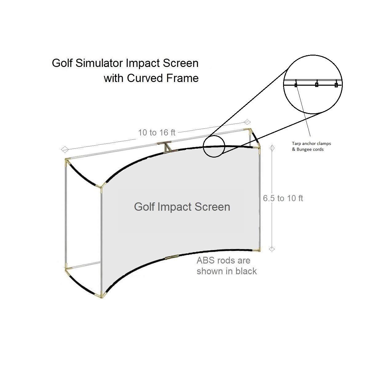 TheTerakart The Terakart Curved Self-standing Indoor/Outdoor Golf Frame with 1" corners and Golf Simulator Impact Screen (Corners with 300 x 300 cm Screen)