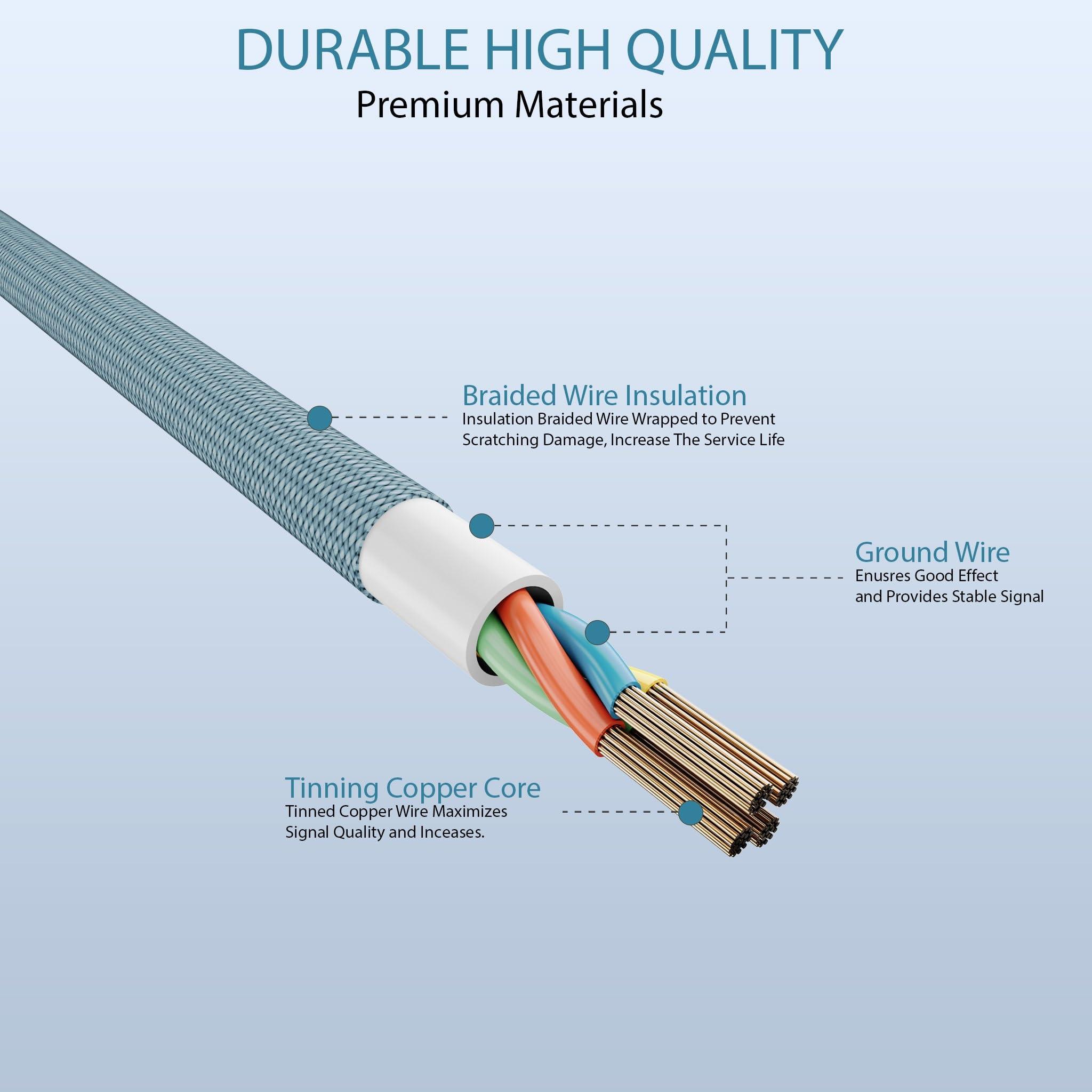 Nautica Nautica Lightning to USB-A Cable, Fast Charge Support, 12W Output Power, Durable Braided Cable 4 ft, Compatible with iPhone, iPad, iPod (Blue)