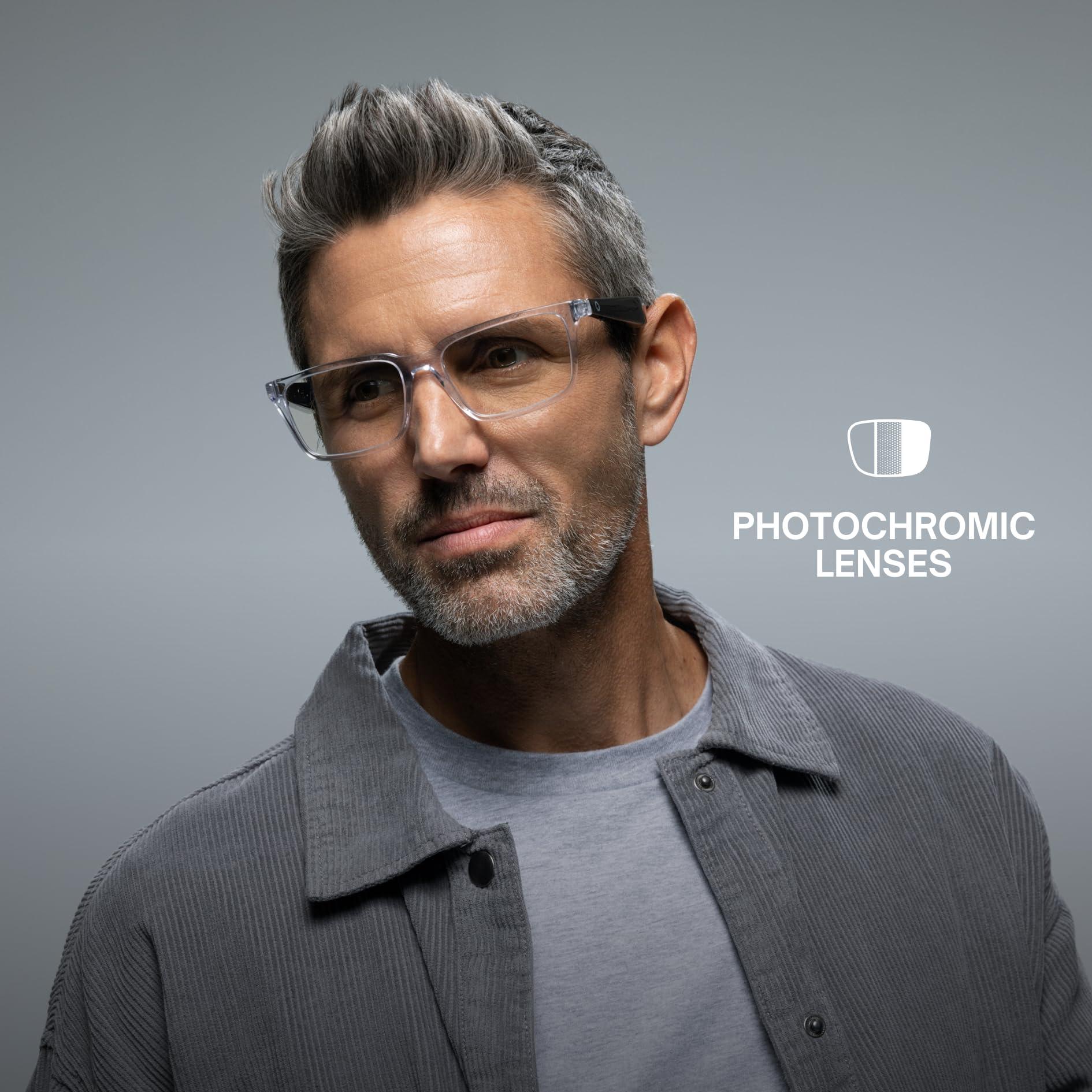 Lucyd Lucyd Lyte (2025 Version) Smart Glasses for Men - Bluetooth Smart Eyewear with Light Adaptive Photochromic Lenses, Open Ear Speakers & Microphone - Eclipse (Standard)