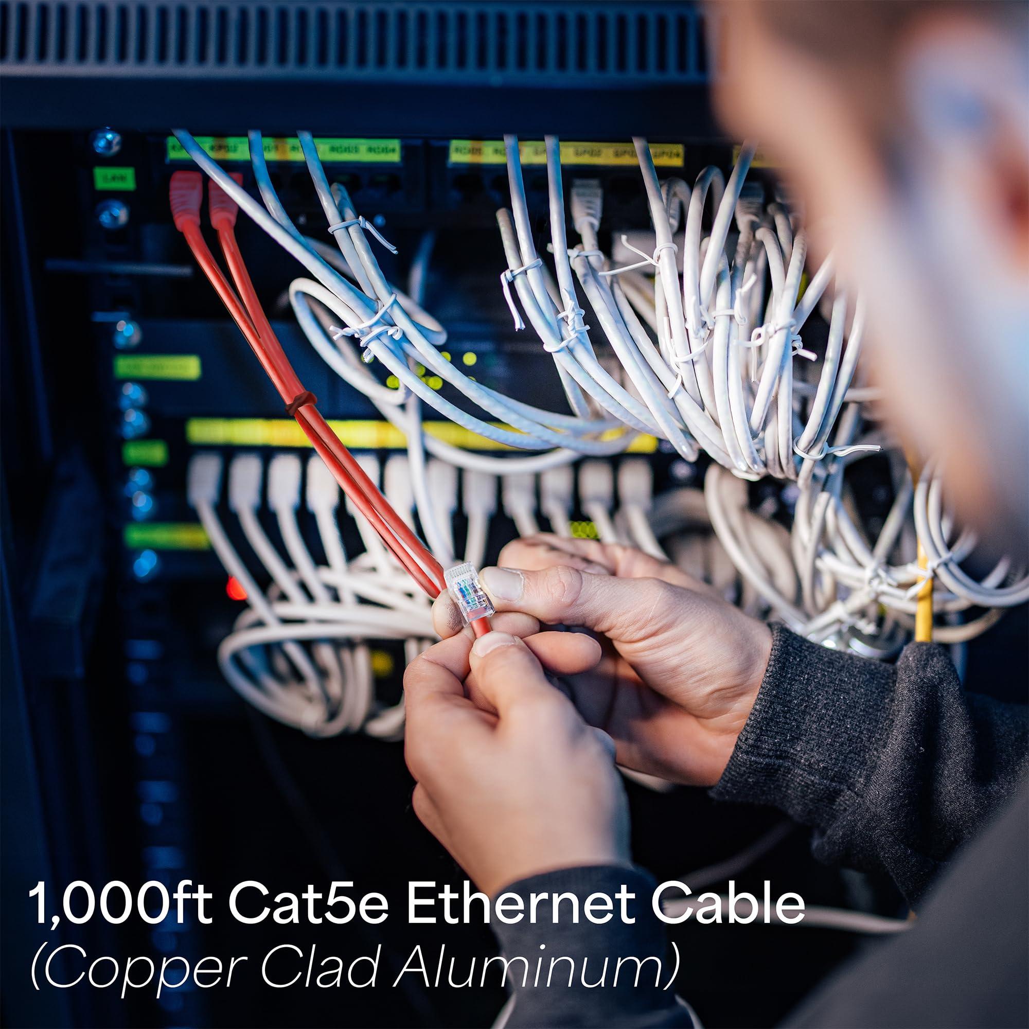 VIVO VIVO Red 1,000ft Bulk Cat5e, CCA Ethernet Cable, 24 AWG, UTP Pull Box, Cat-5e Wire, Indoor, Network Installations CABLE-V001R