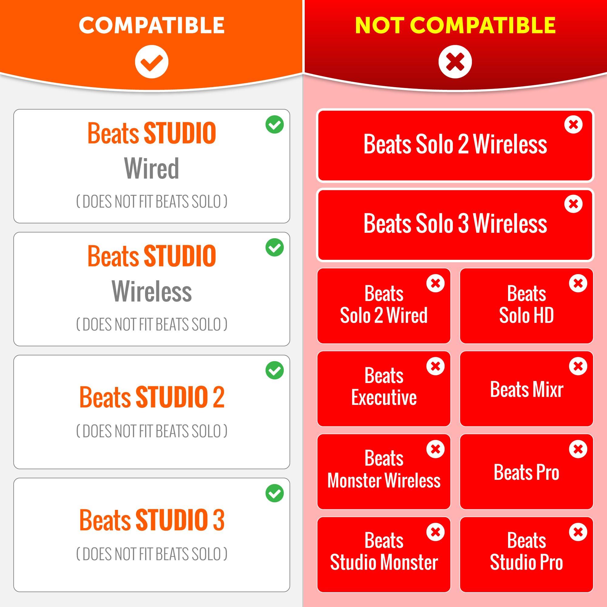 WC WC Freeze Studio - Cooling Gel Ear Pads for Beats Studio 2 & 3 (B0501, B0500) Wired & Wireless | Does NOT Fit Beats Solo | Enhanced Foam, Stronger Adhesive, Cooler for Longer | Black