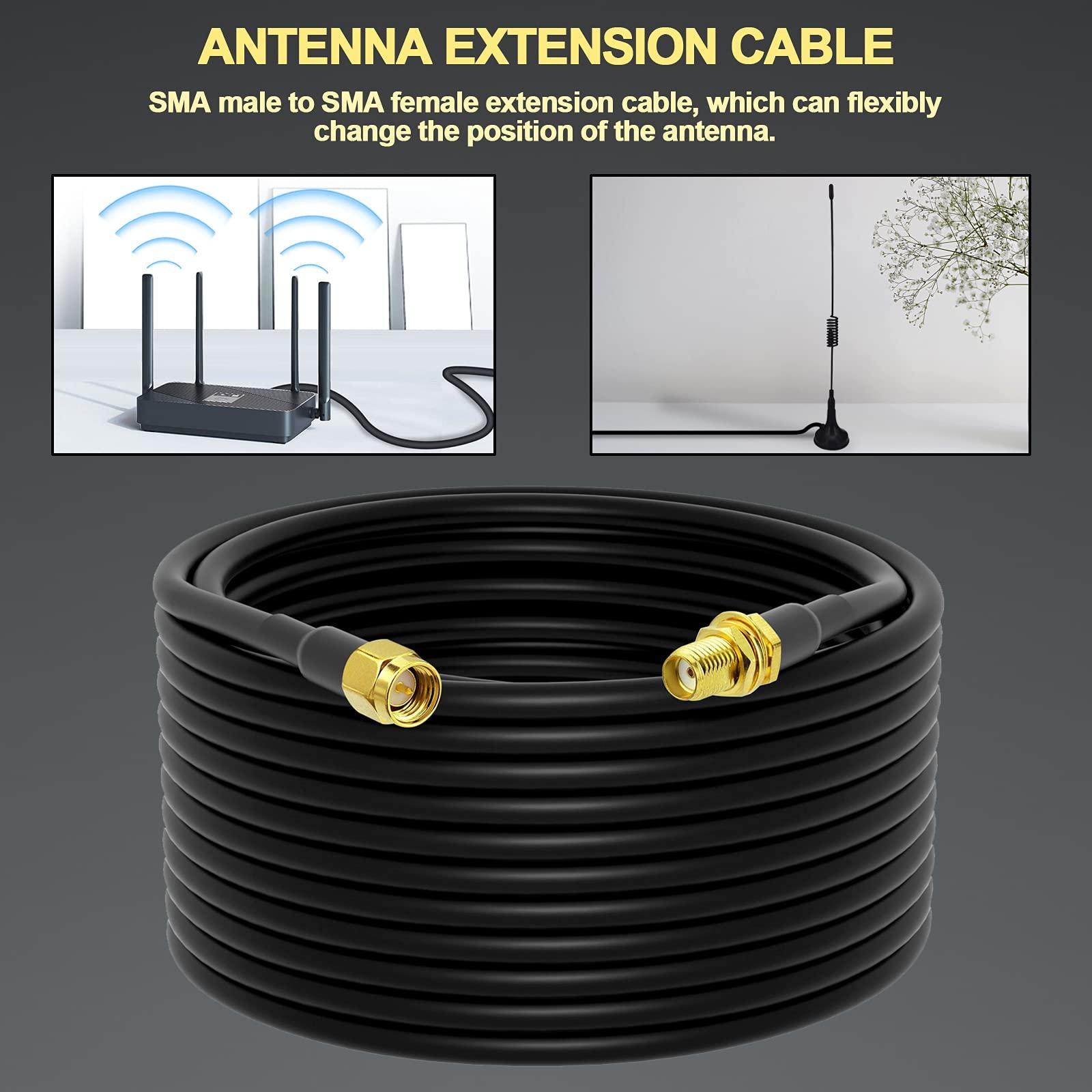 onelinkmore Low-Loss Coaxial Extension Cable 15-Meter(49.2 Ft) RG58 SMA Female to SMA Male WiFi Extension RF Connector and Two-Way Radio Applications Pure Copper Coax Cables 50 ohm RF Antenna Lead Extender